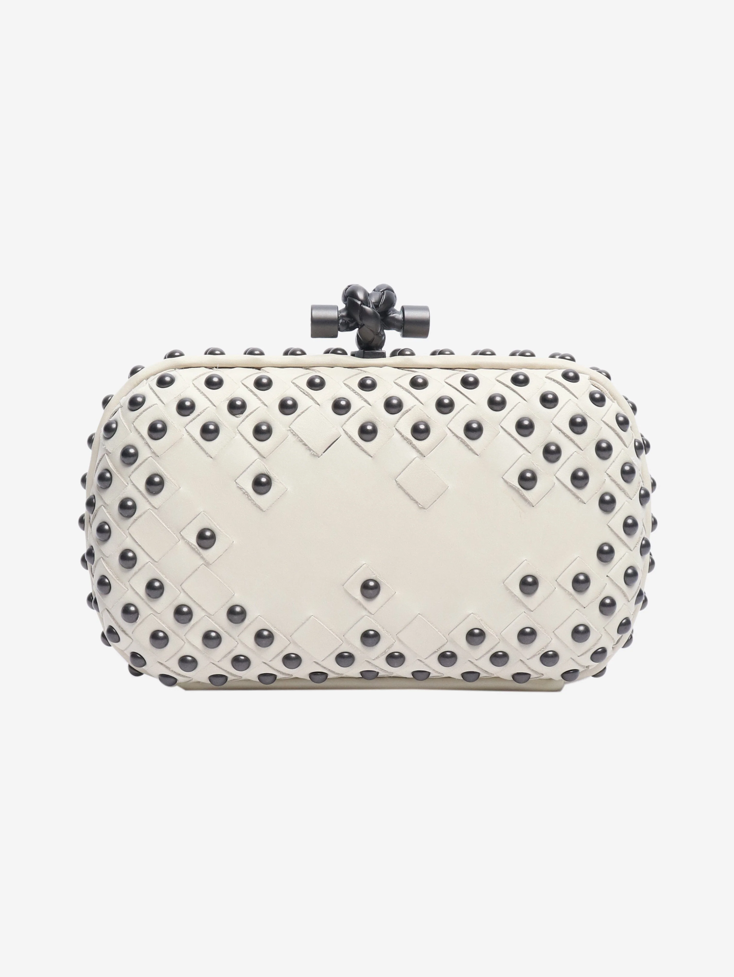 Cream studded knot clutch bag - Image 2
