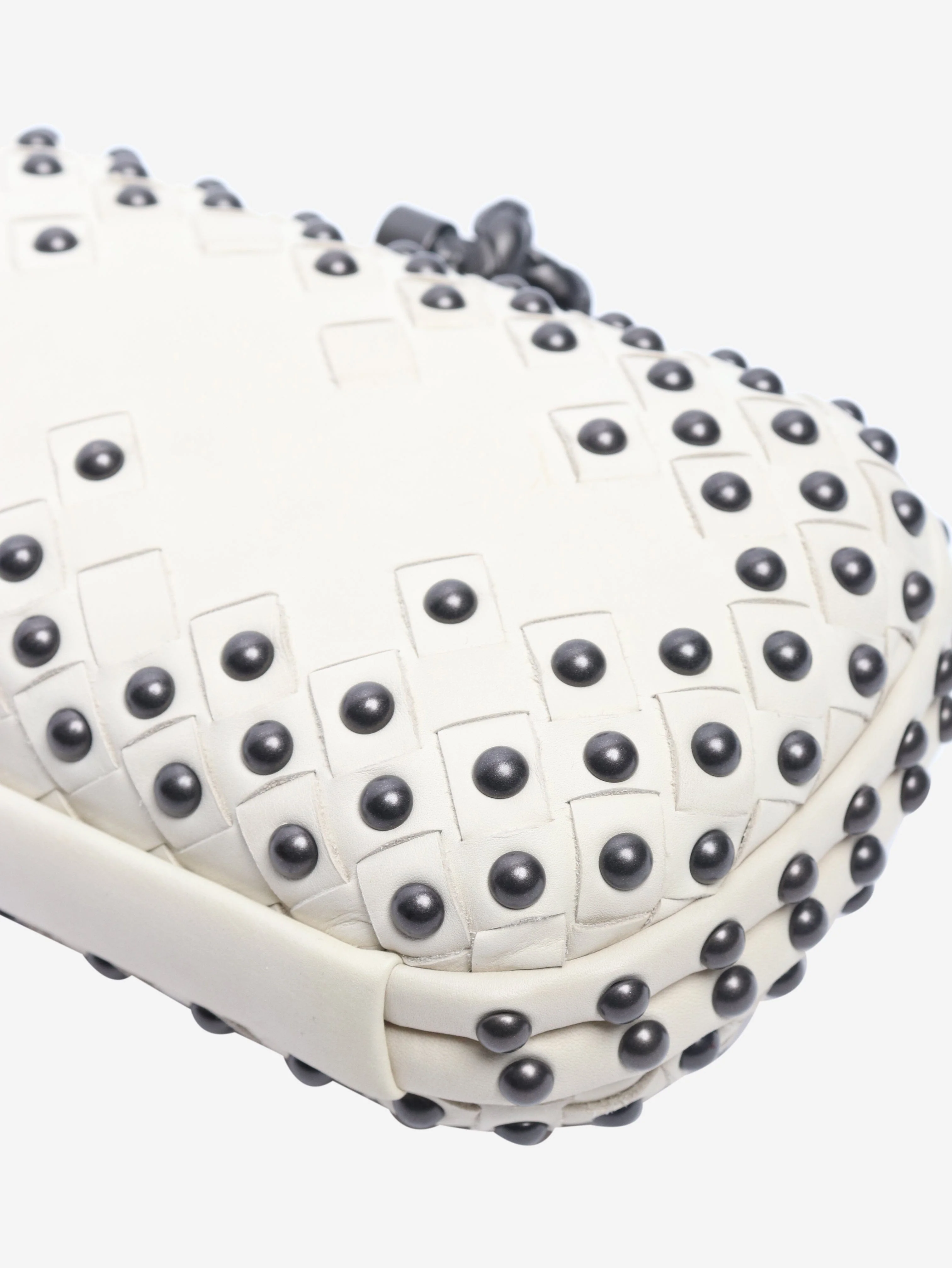 Cream studded knot clutch bag - Image 4