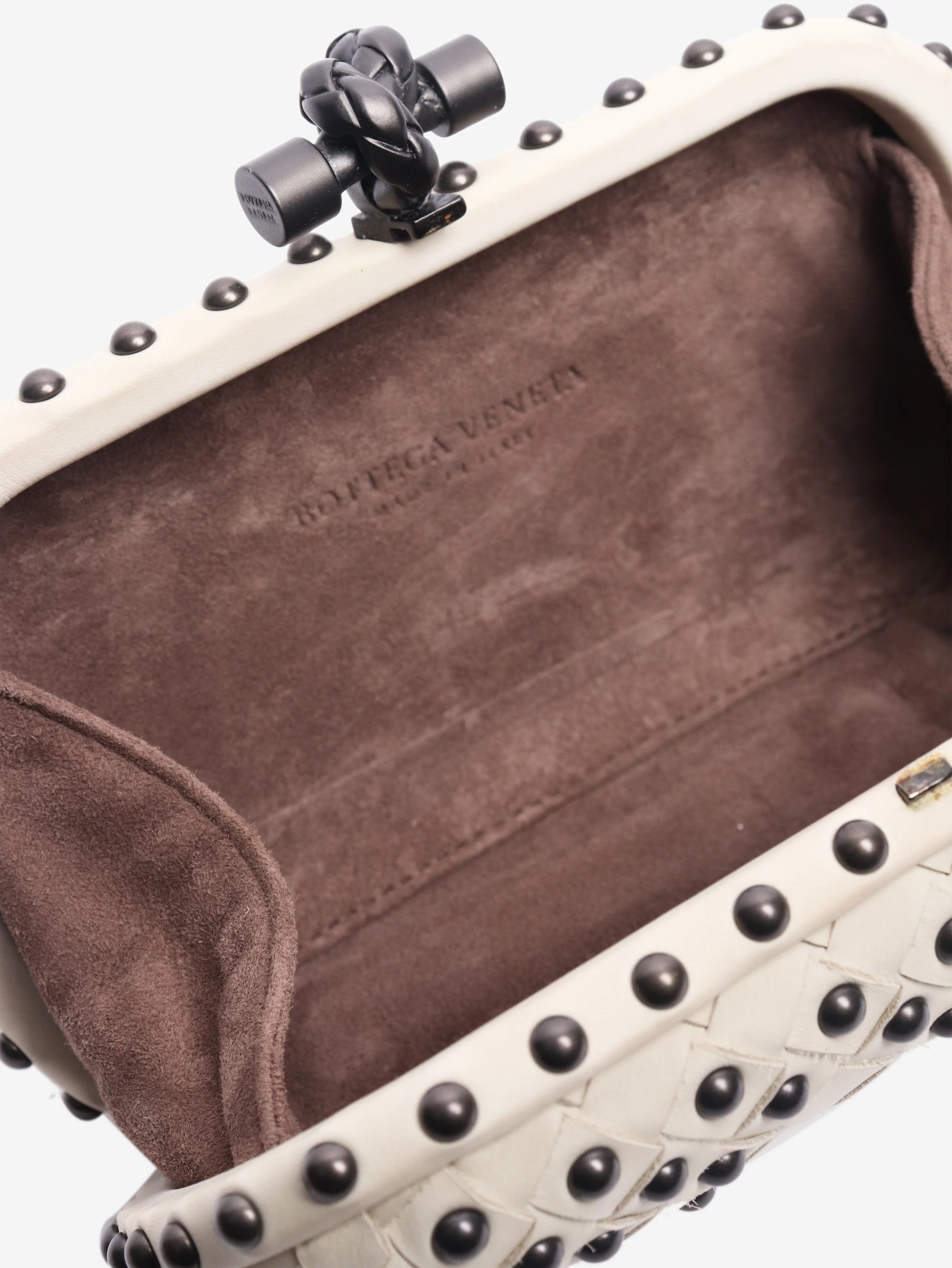 Cream studded knot clutch bag - Image 6