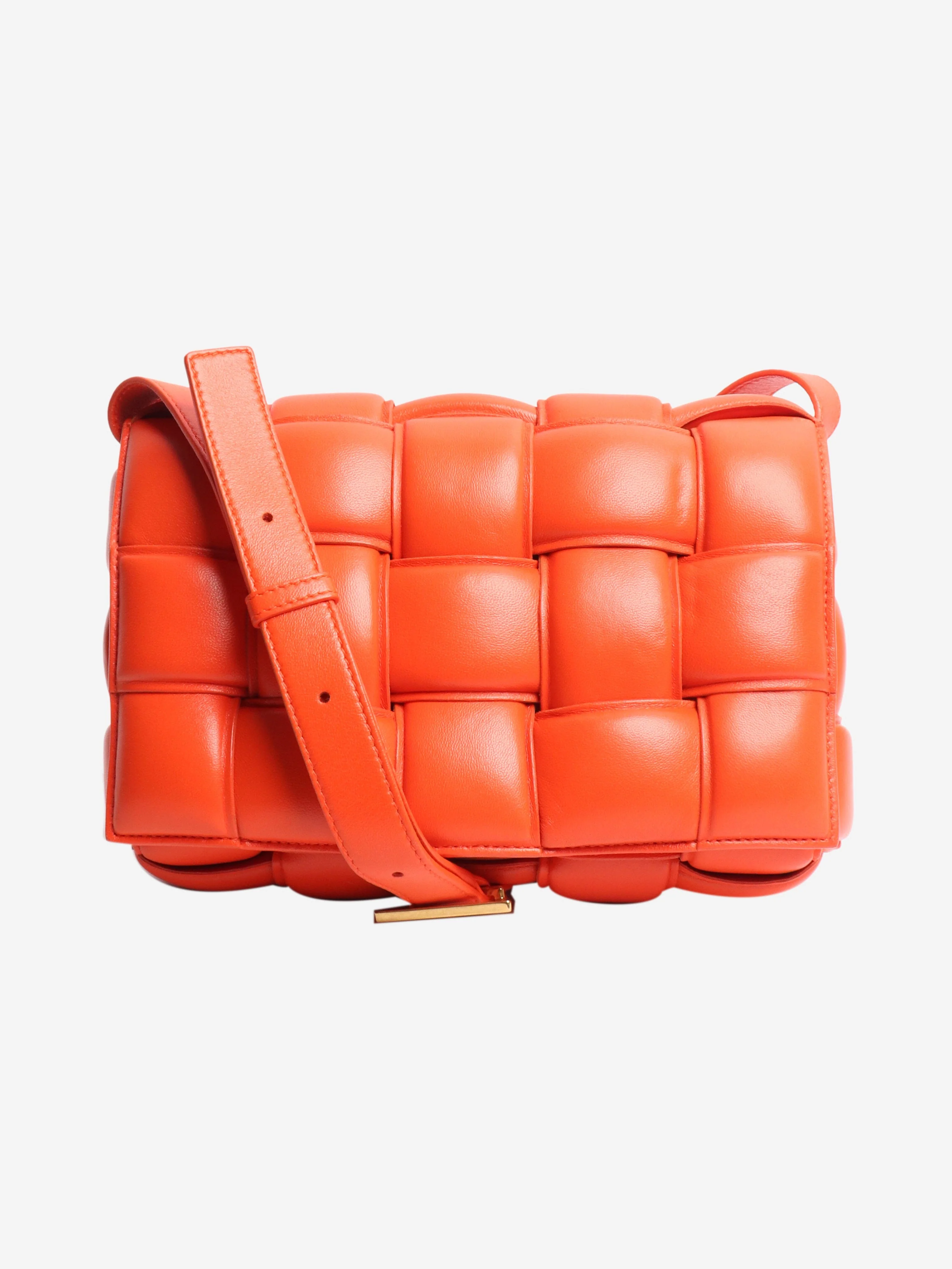 Bottega Veneta Orange padded Cassette crossbody bag