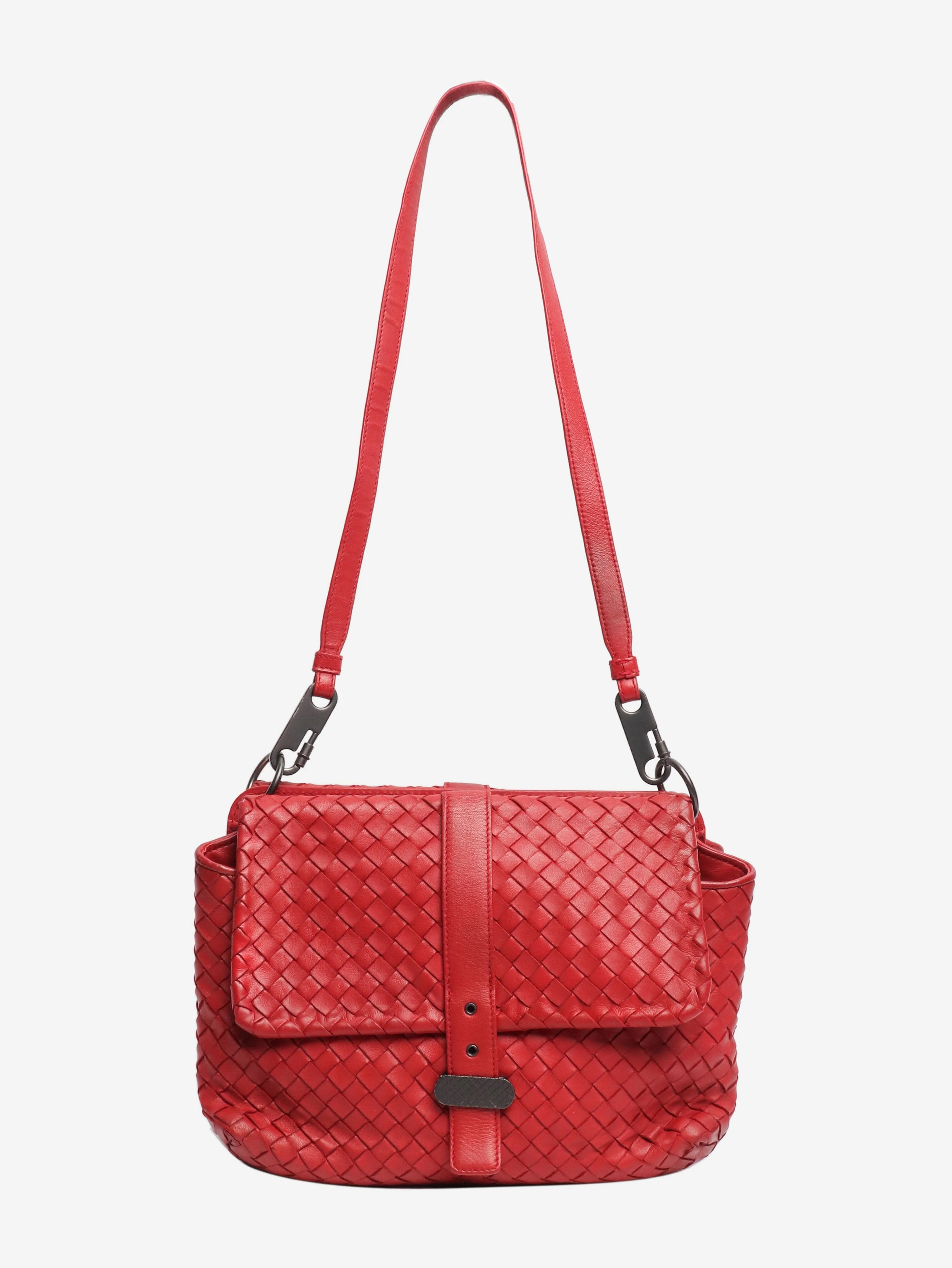 Red Intrecciato leather shoulder bag - Image 2