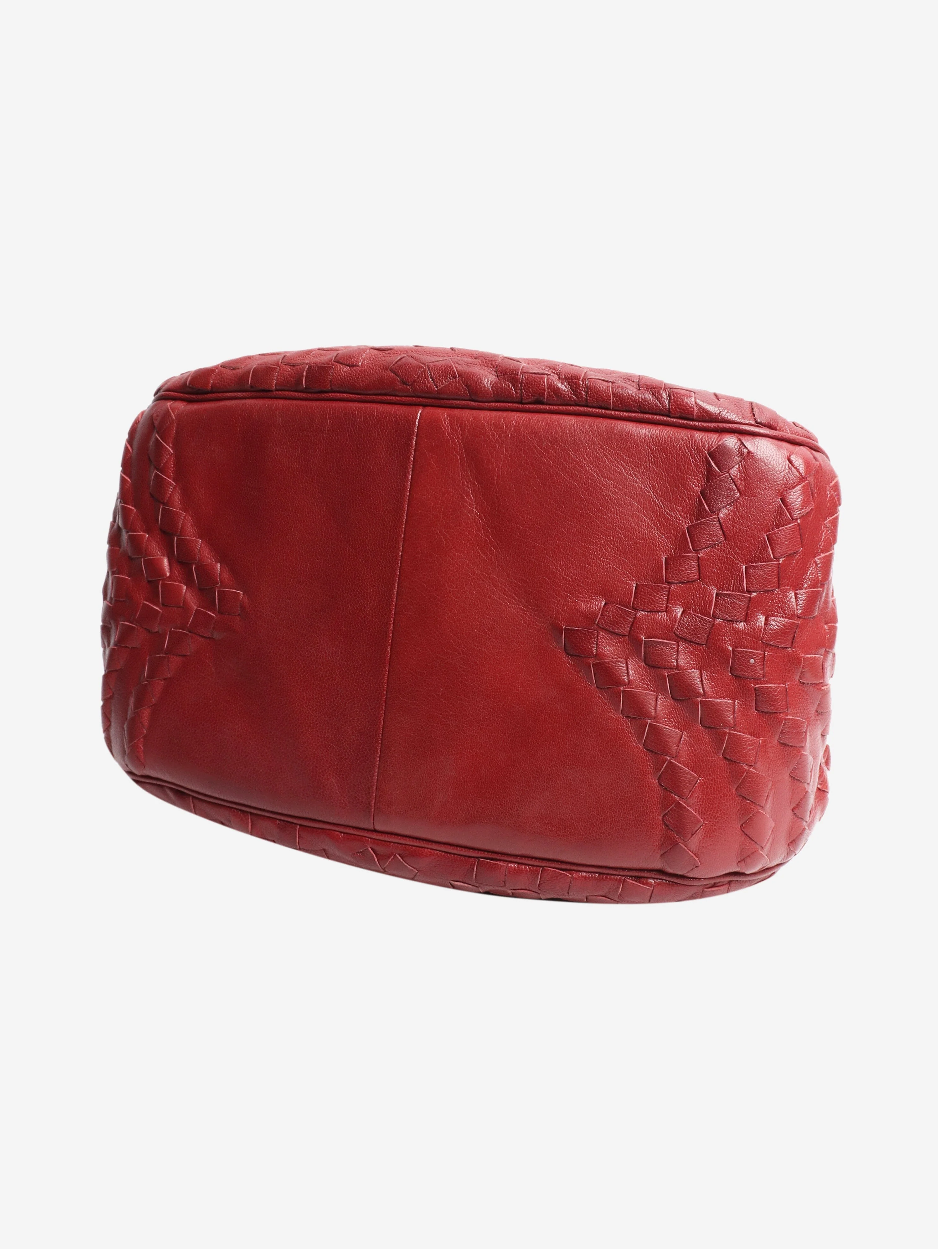 Red Intrecciato leather top handle bag - Image 4