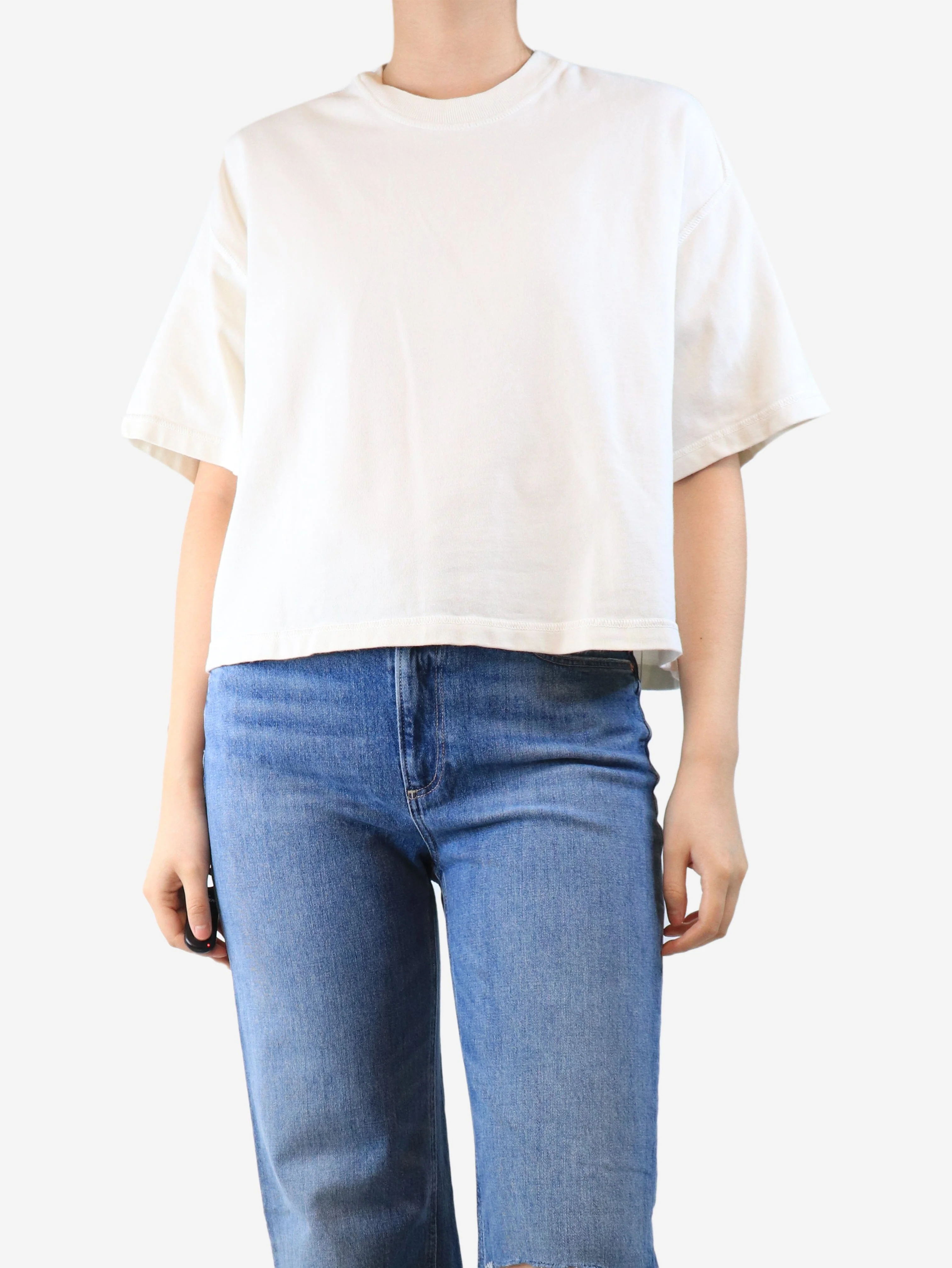 White cropped heavyweight t-shirt - size S