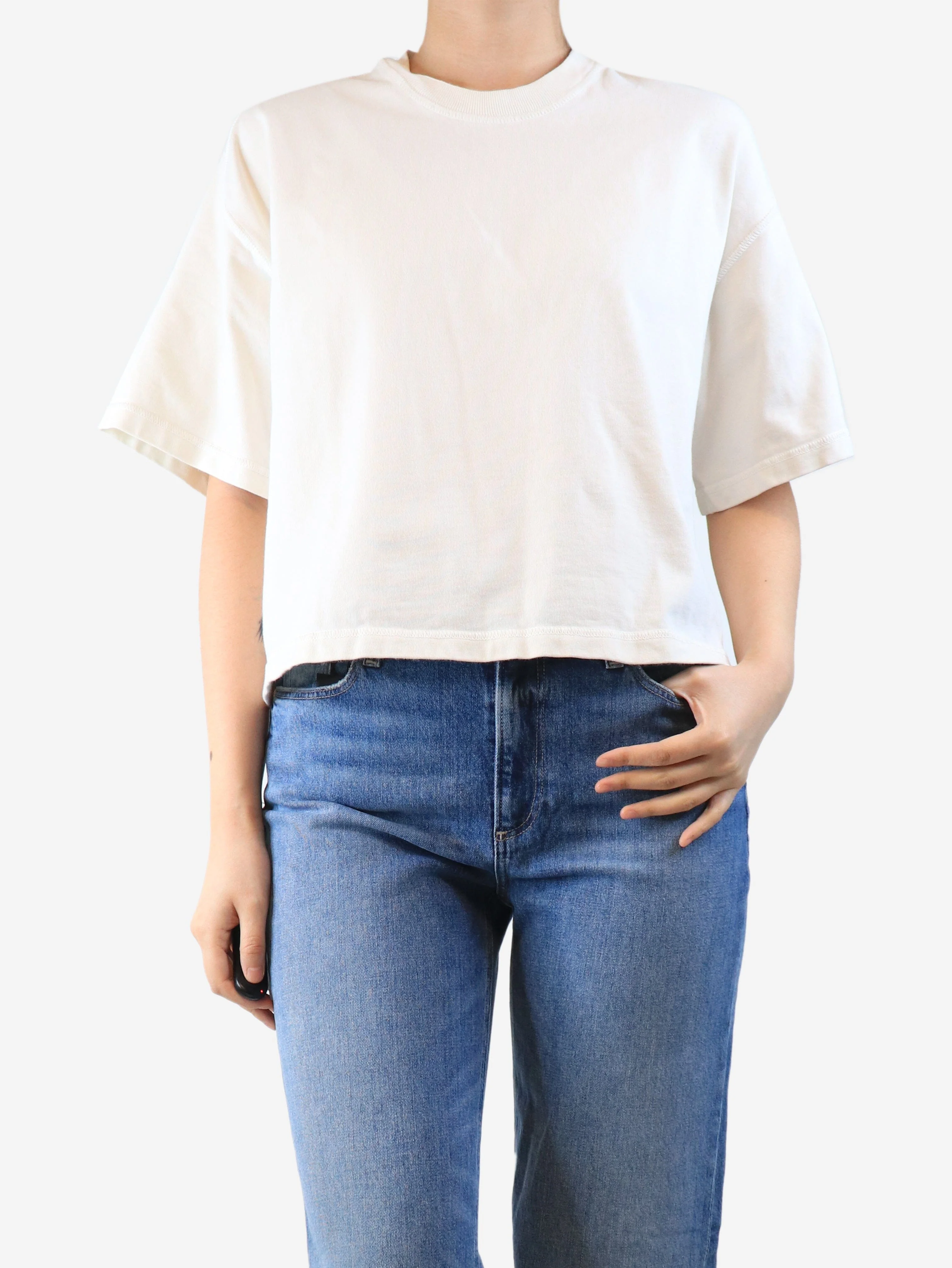 White cropped heavyweight t-shirt - size S - Image 3