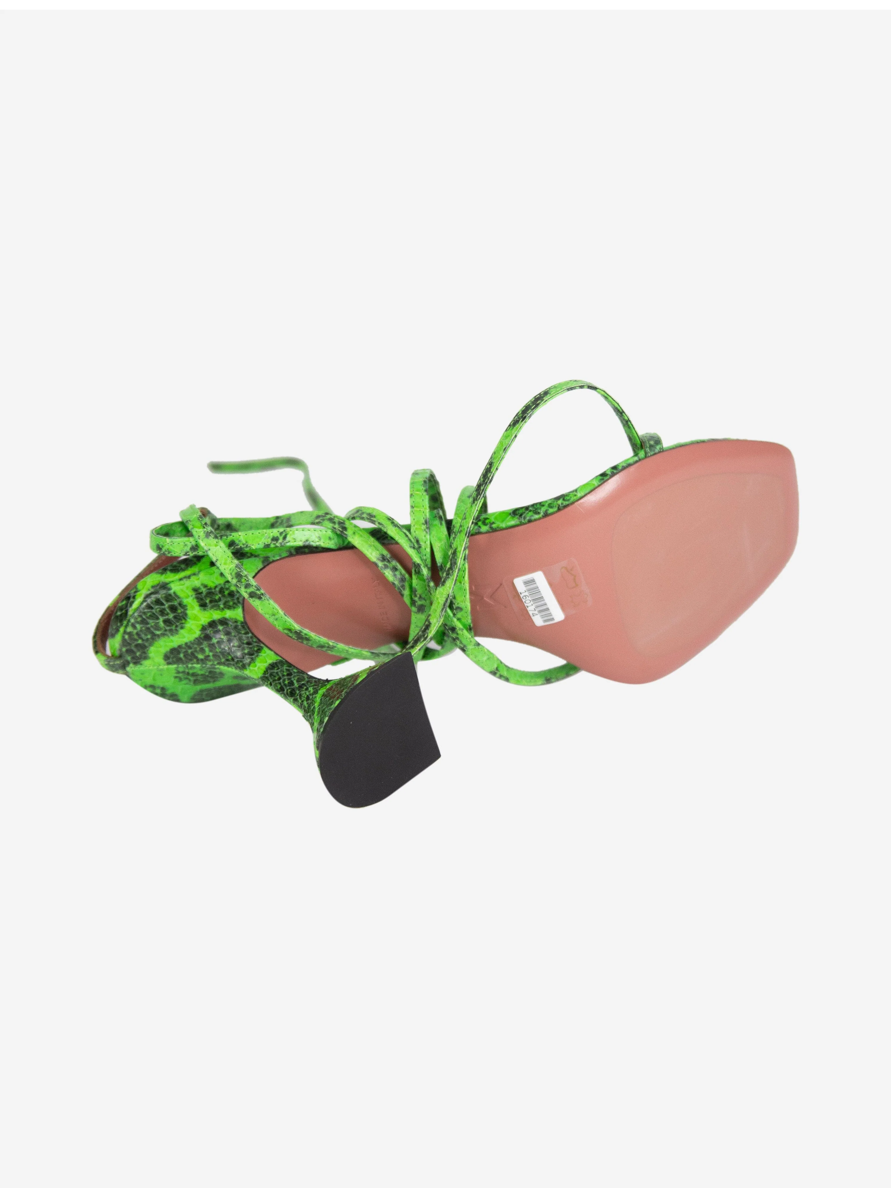 Bright green snakeskin strappy sandal heels - size EU 39 - Image 4