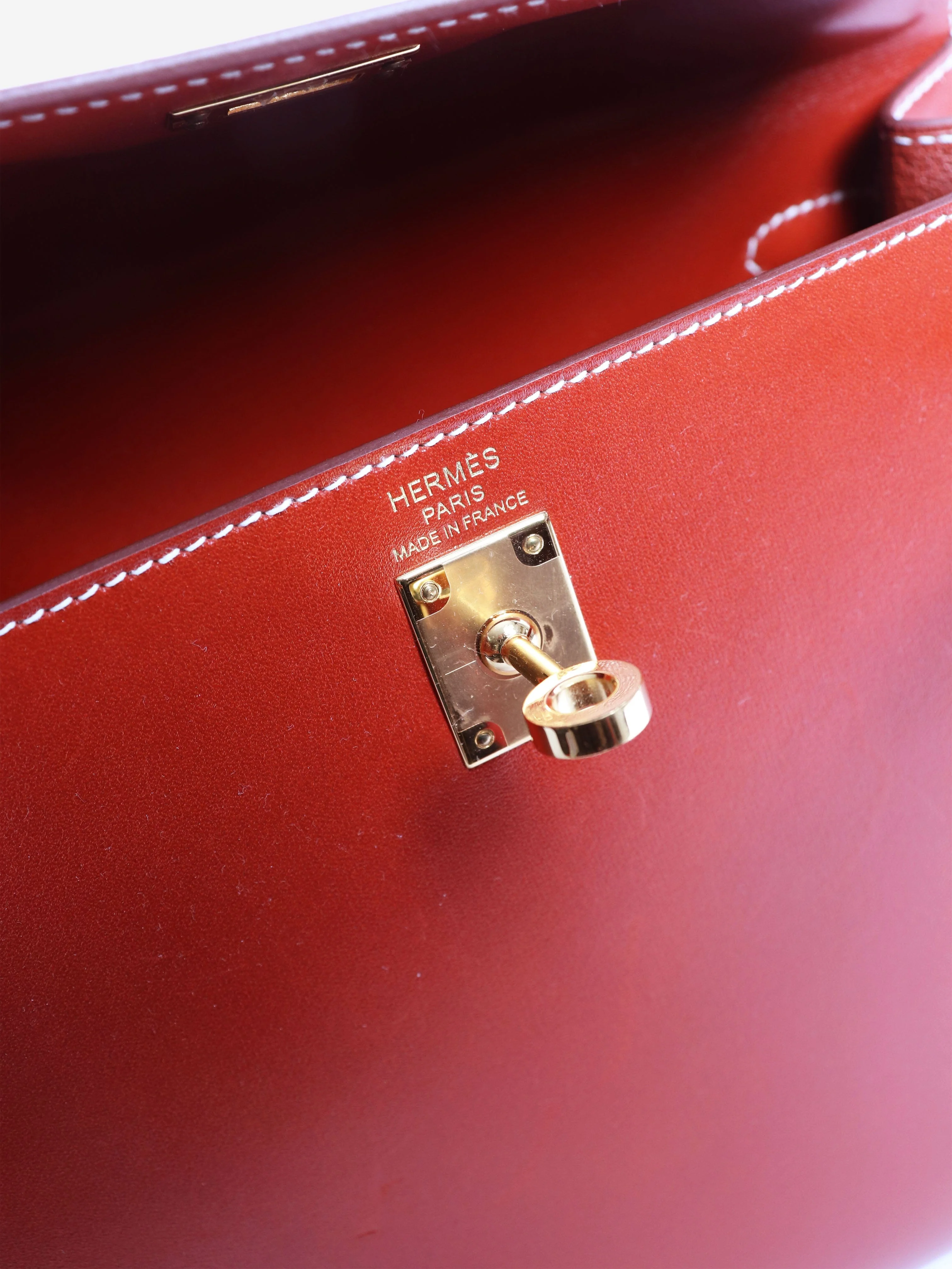 Brique Kelly 25 bag in Box Calf leather - Image 10