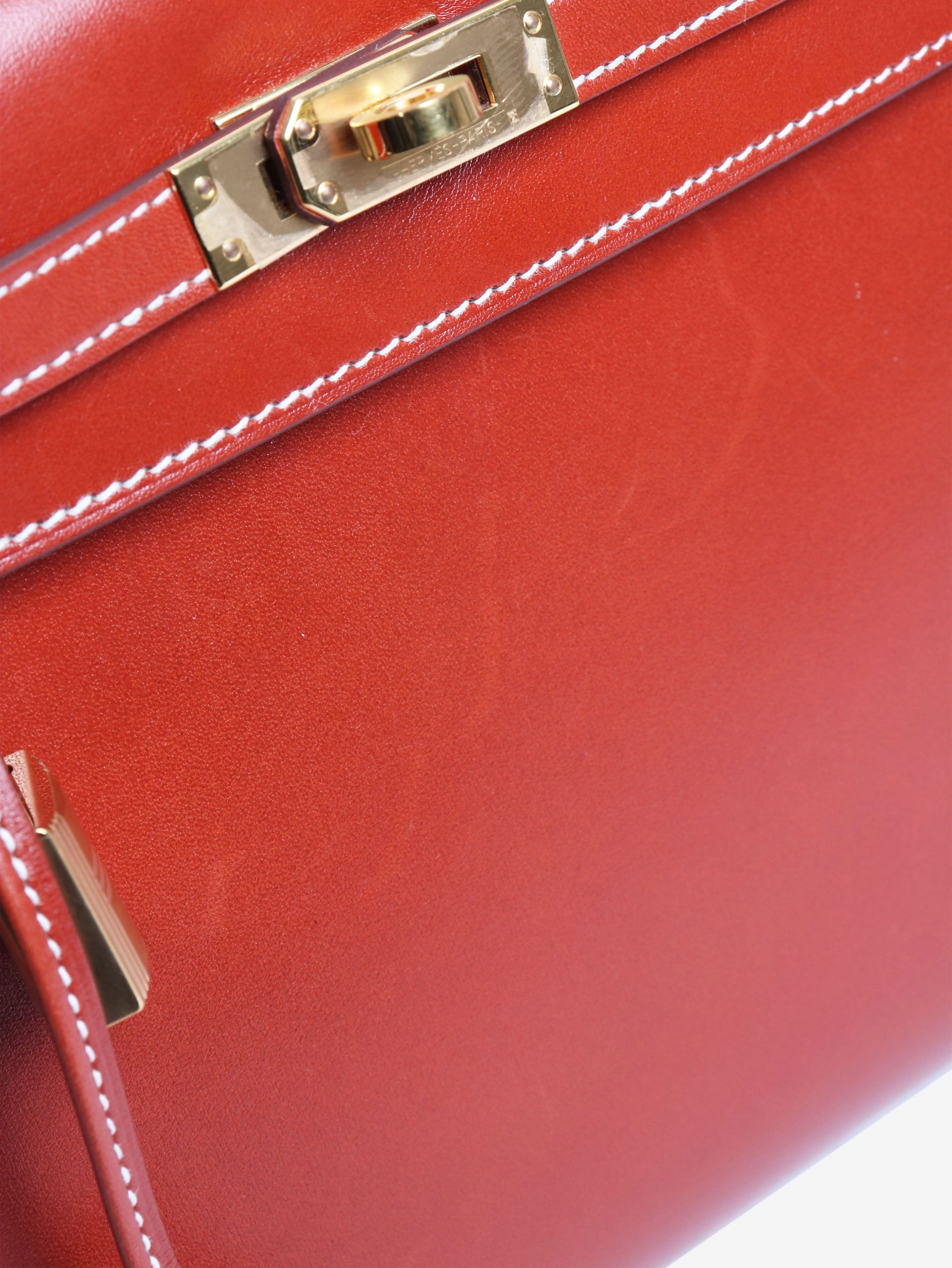 Brique Kelly 25 bag in Box Calf leather - Image 11