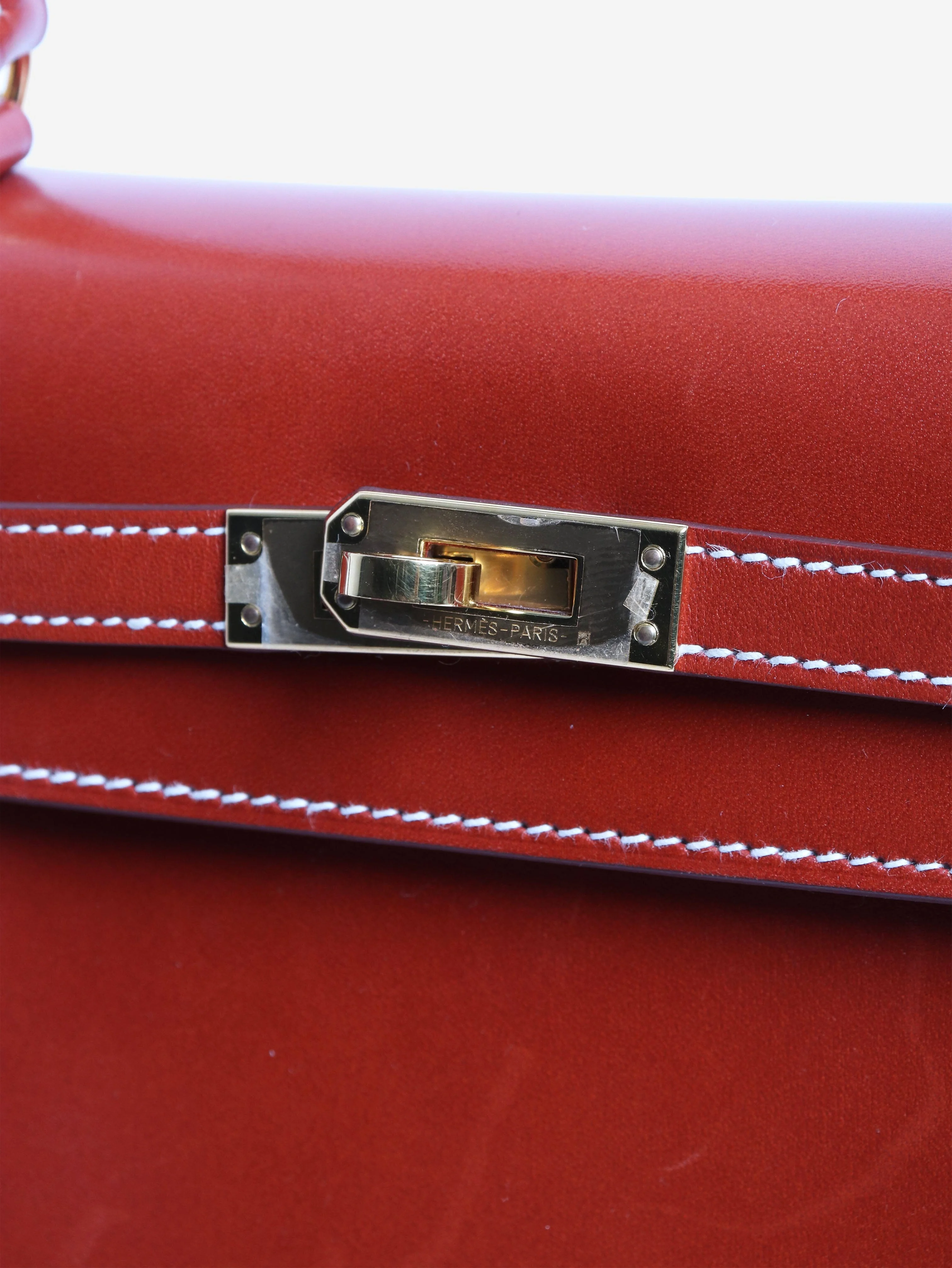 Brique Kelly 25 bag in Box Calf leather - Image 12