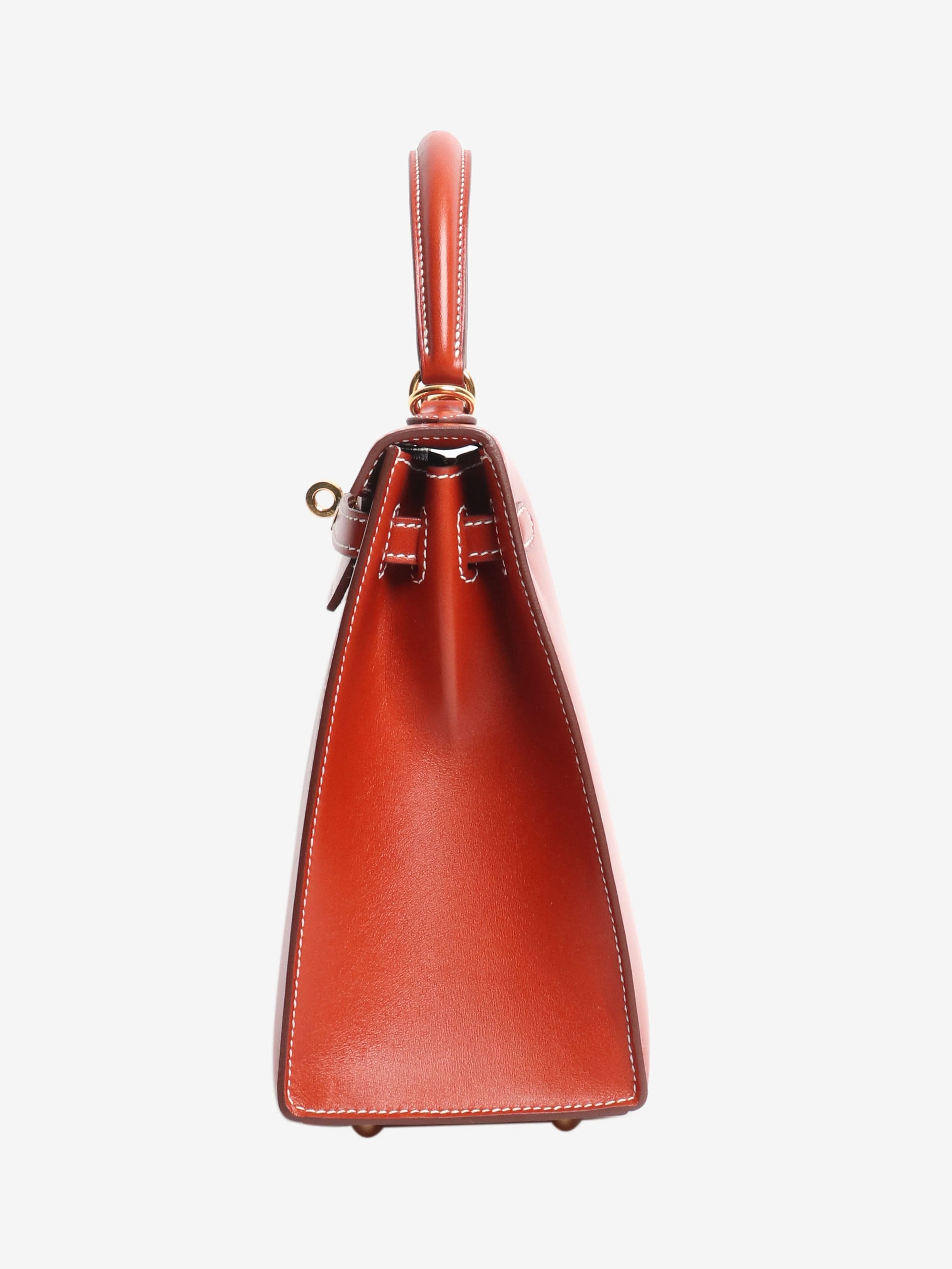 Brique Kelly 25 bag in Box Calf leather - Image 4