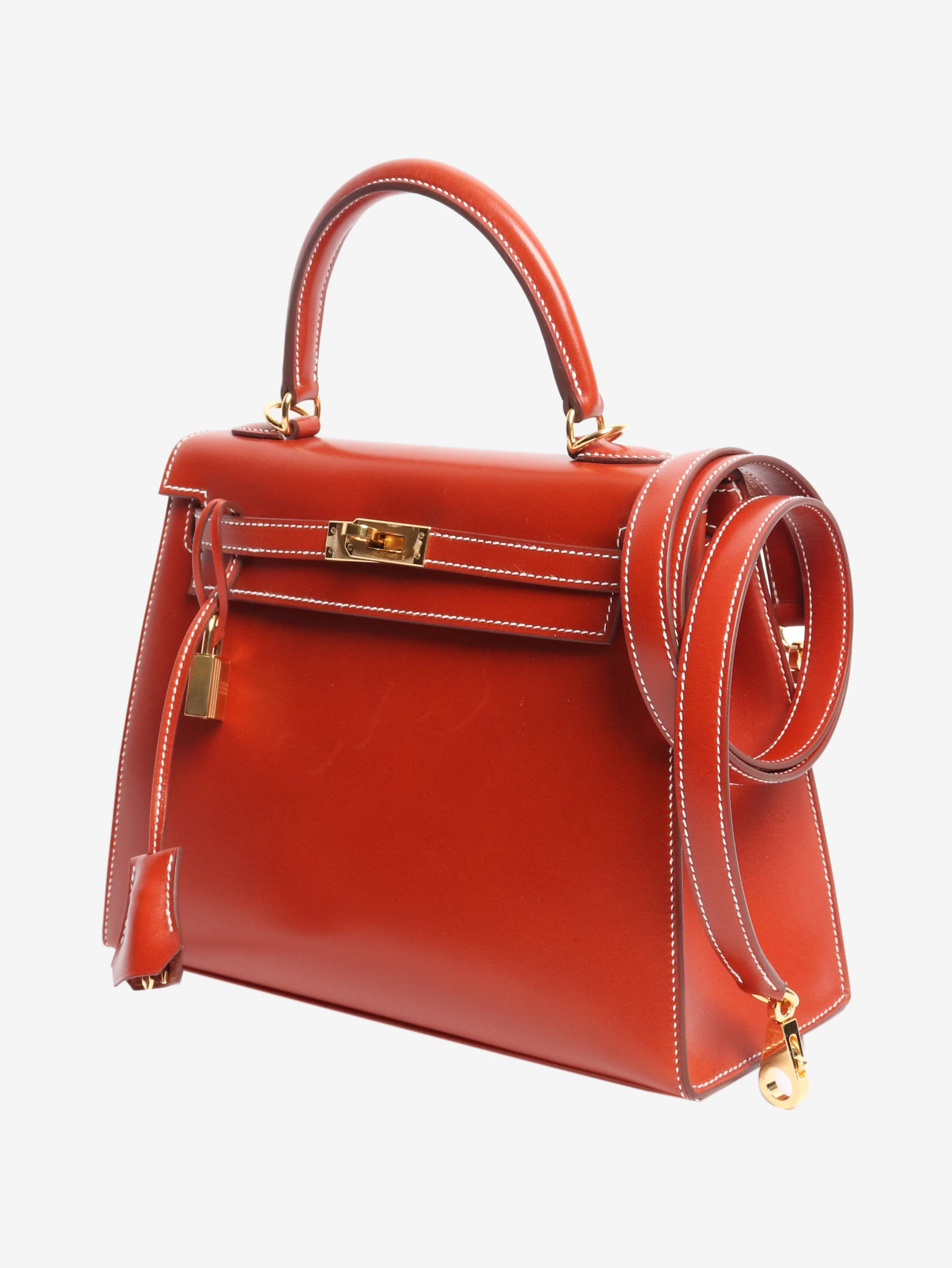 Brique Kelly 25 bag in Box Calf leather - Image 6