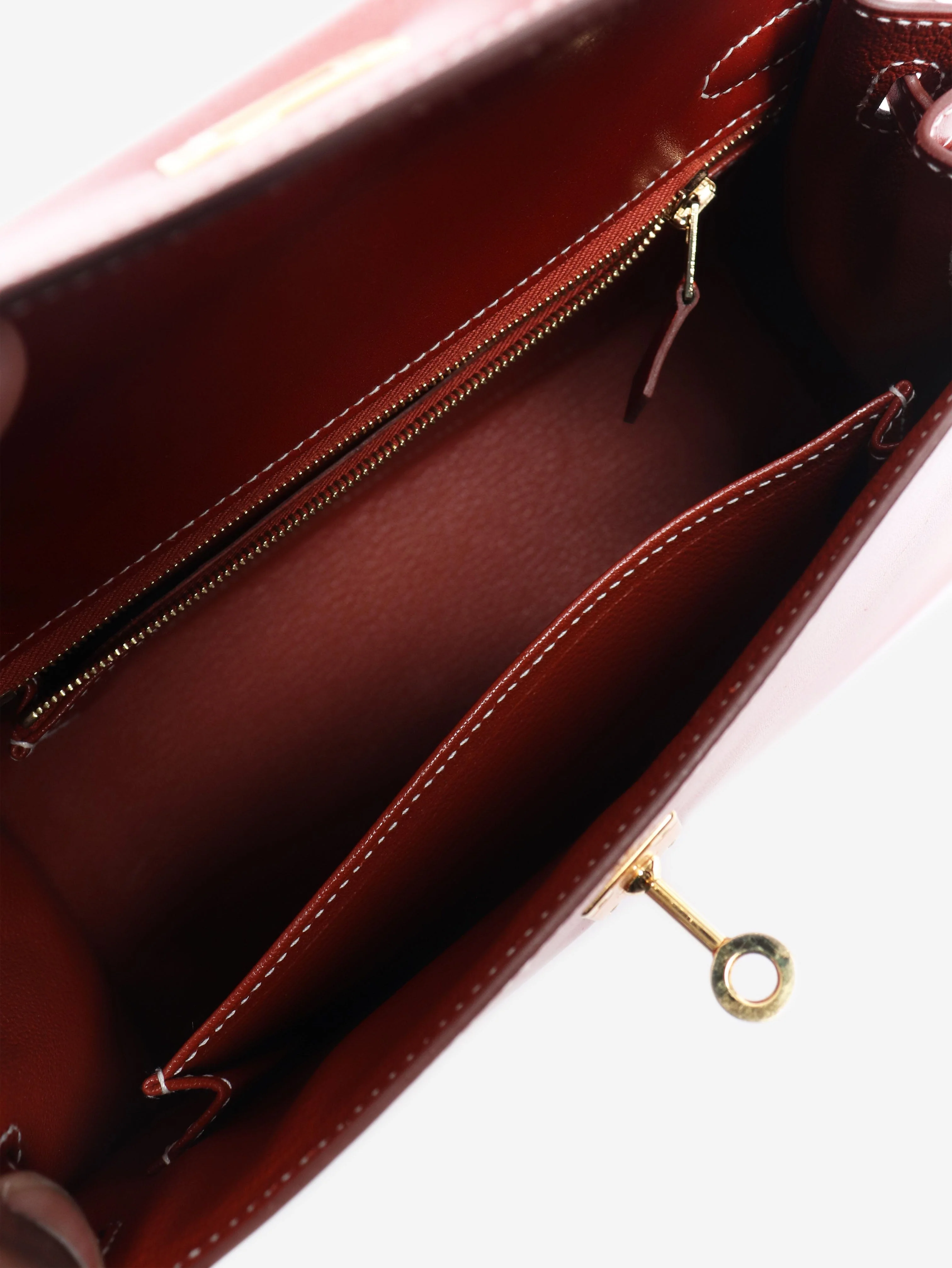 Brique Kelly 25 bag in Box Calf leather - Image 9