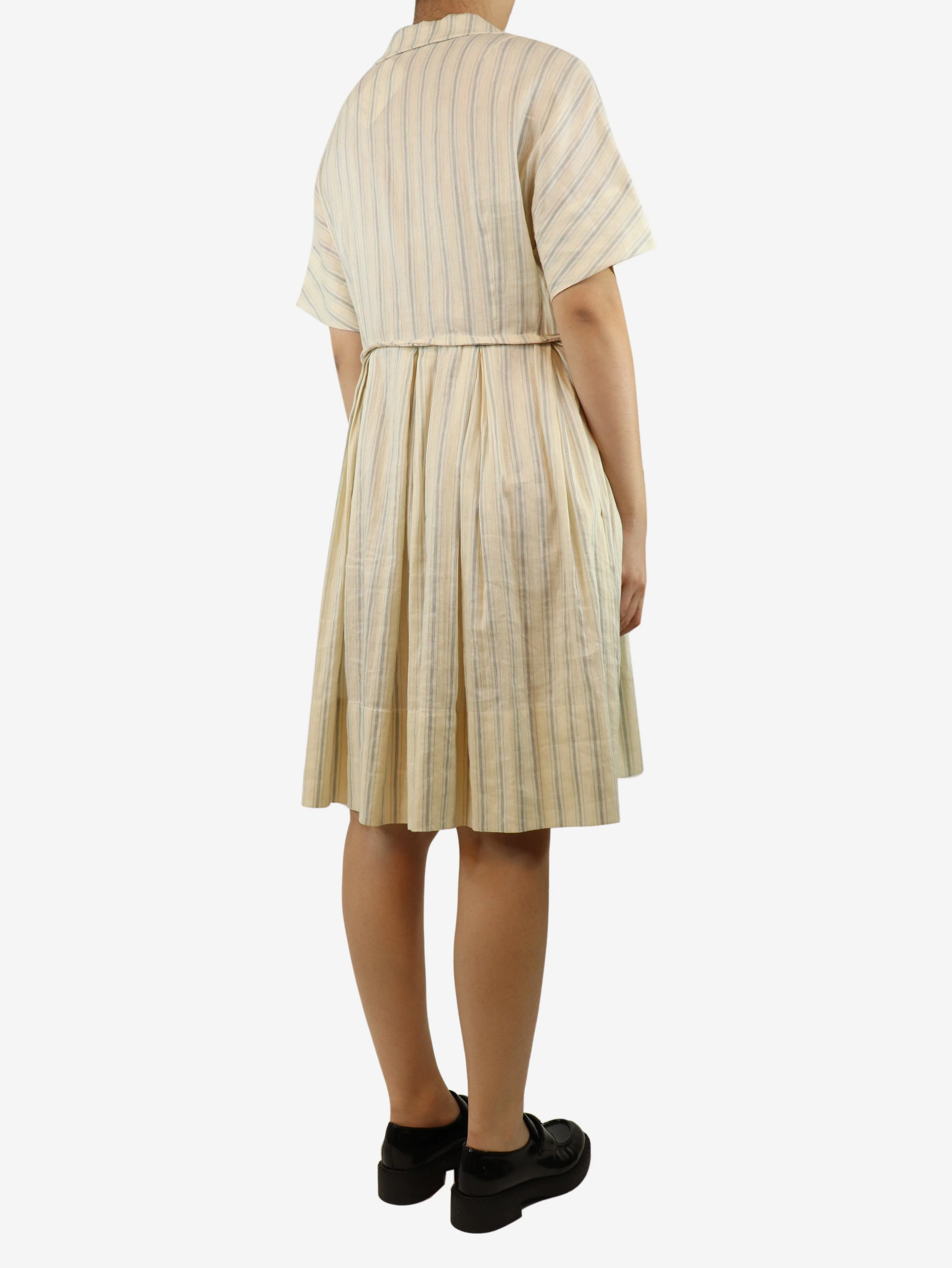 Cream striped midi dress - size UK 8 - Image 2