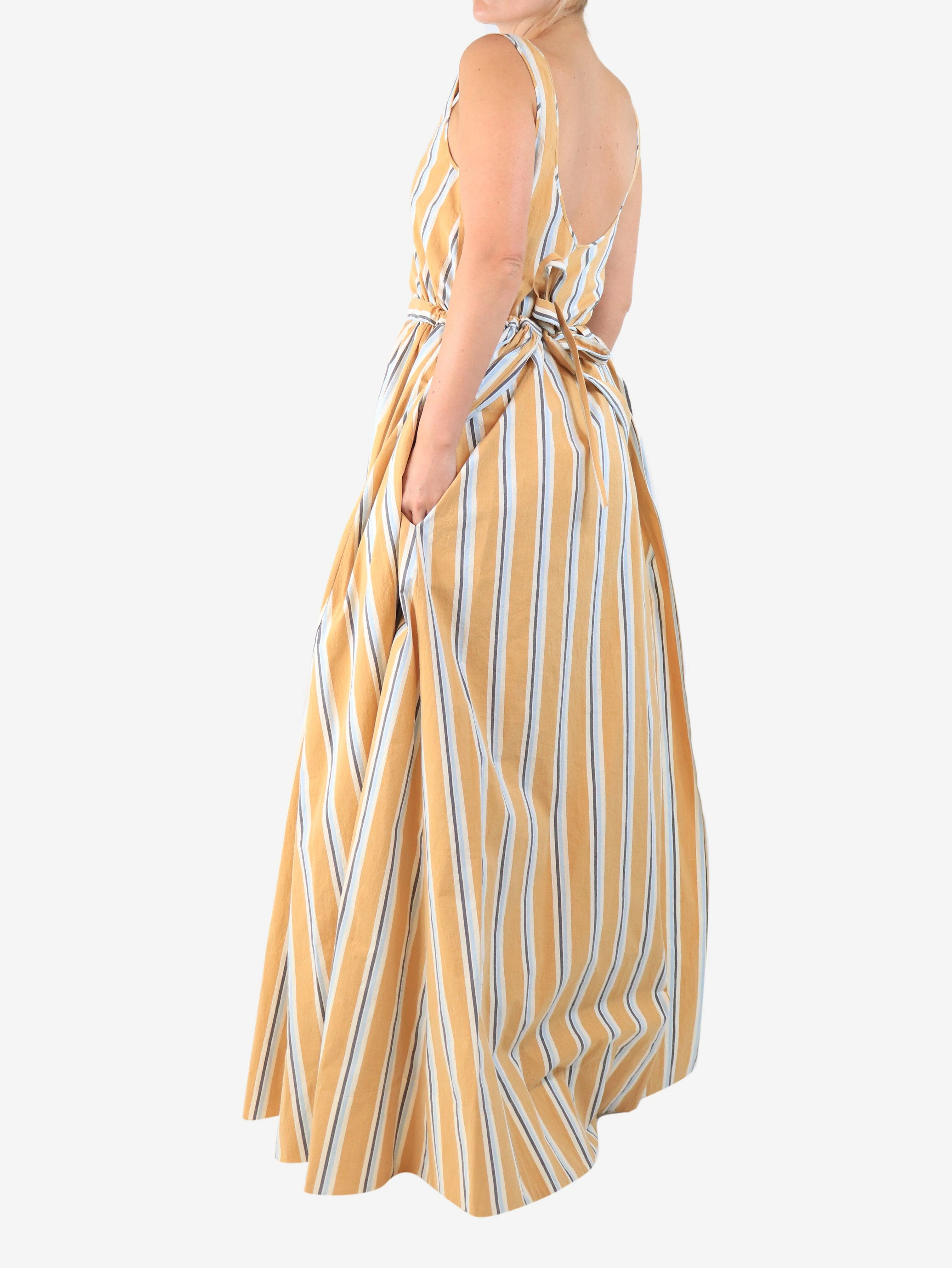 Orange Oriana striped-cotton maxi dress - size UK 12 - Image 3