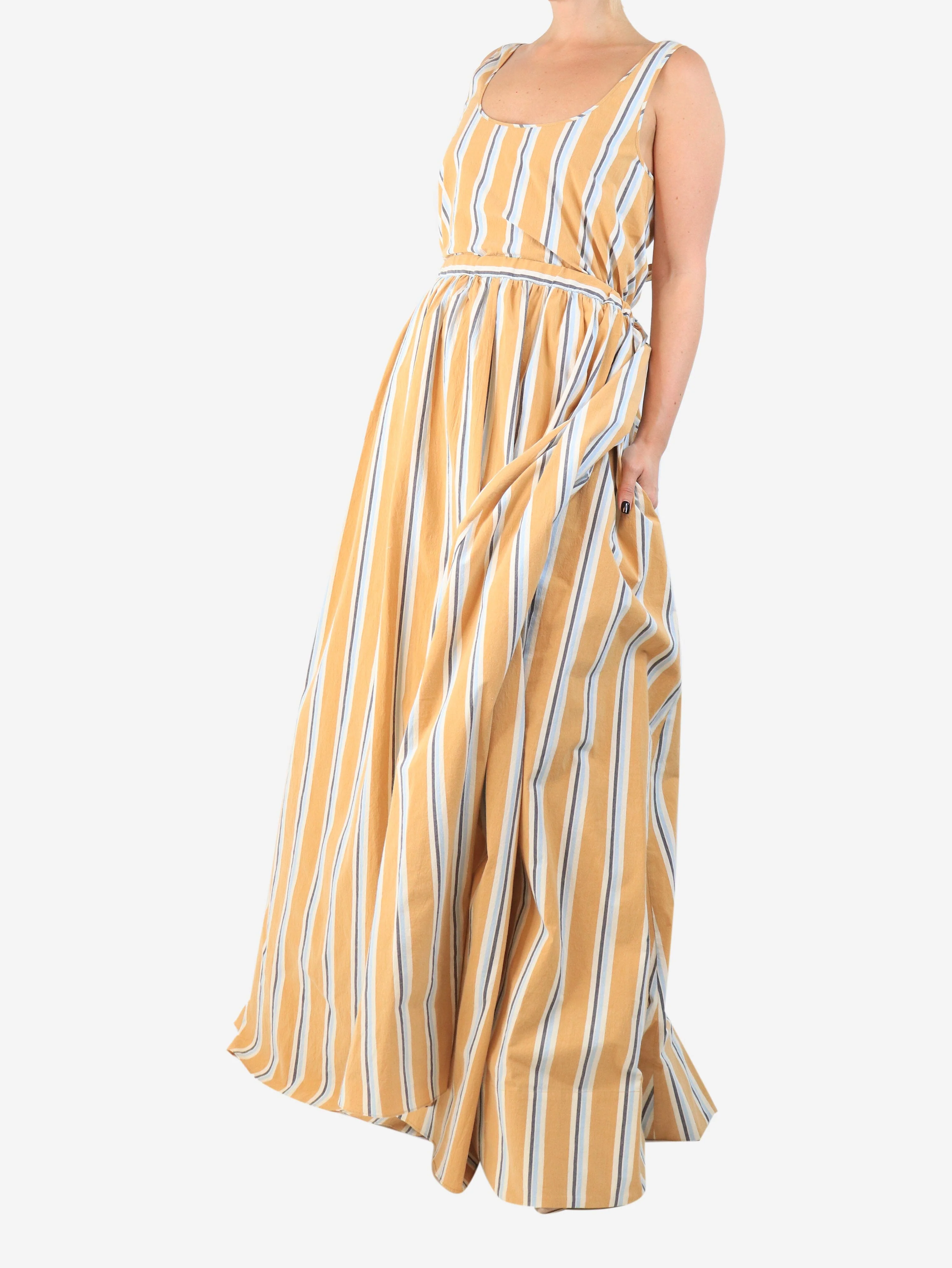 Orange Oriana striped-cotton maxi dress - size UK 12 - Image 4