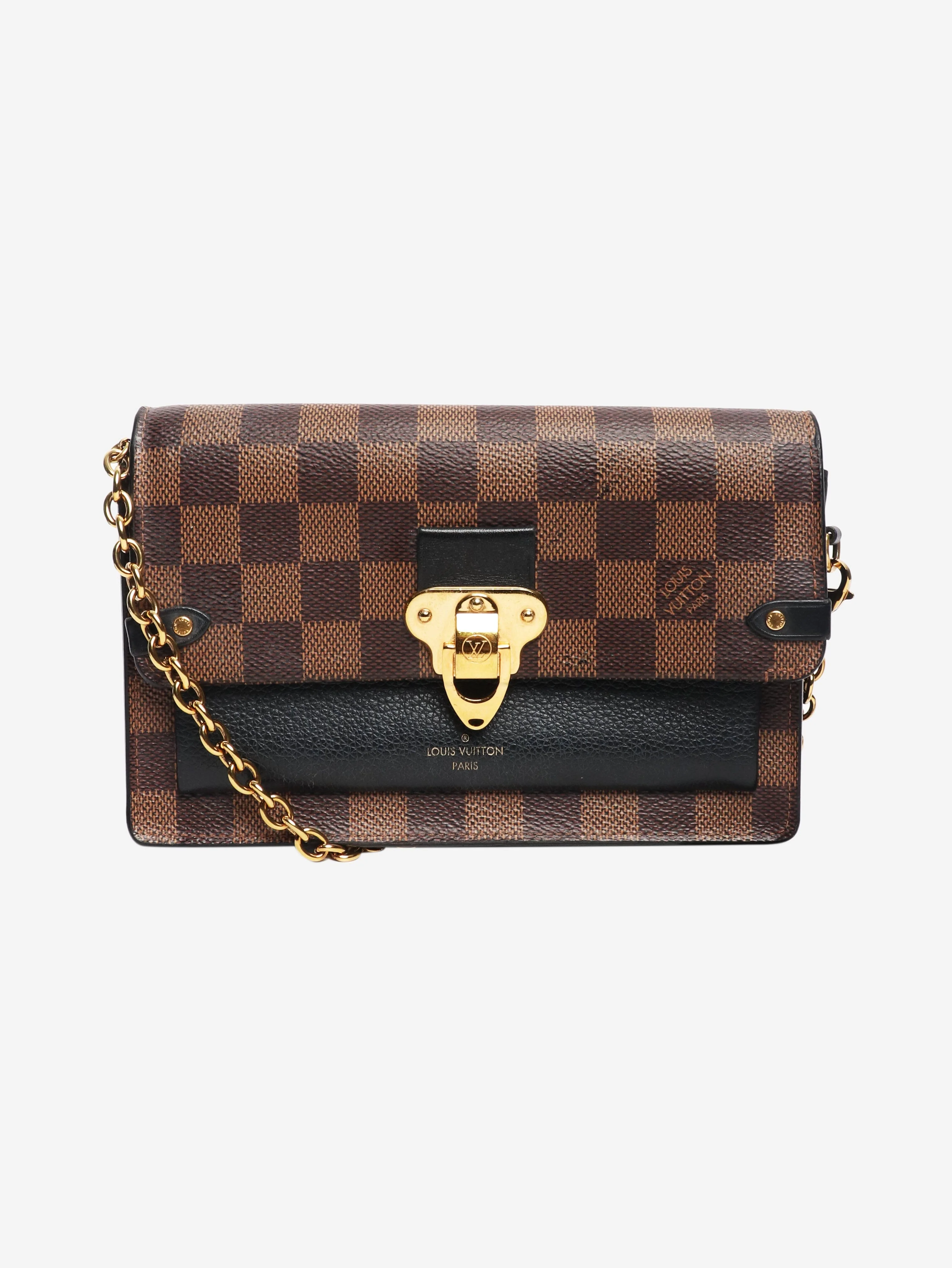 Brown Damier Ebene Vavin wallet on chain bag