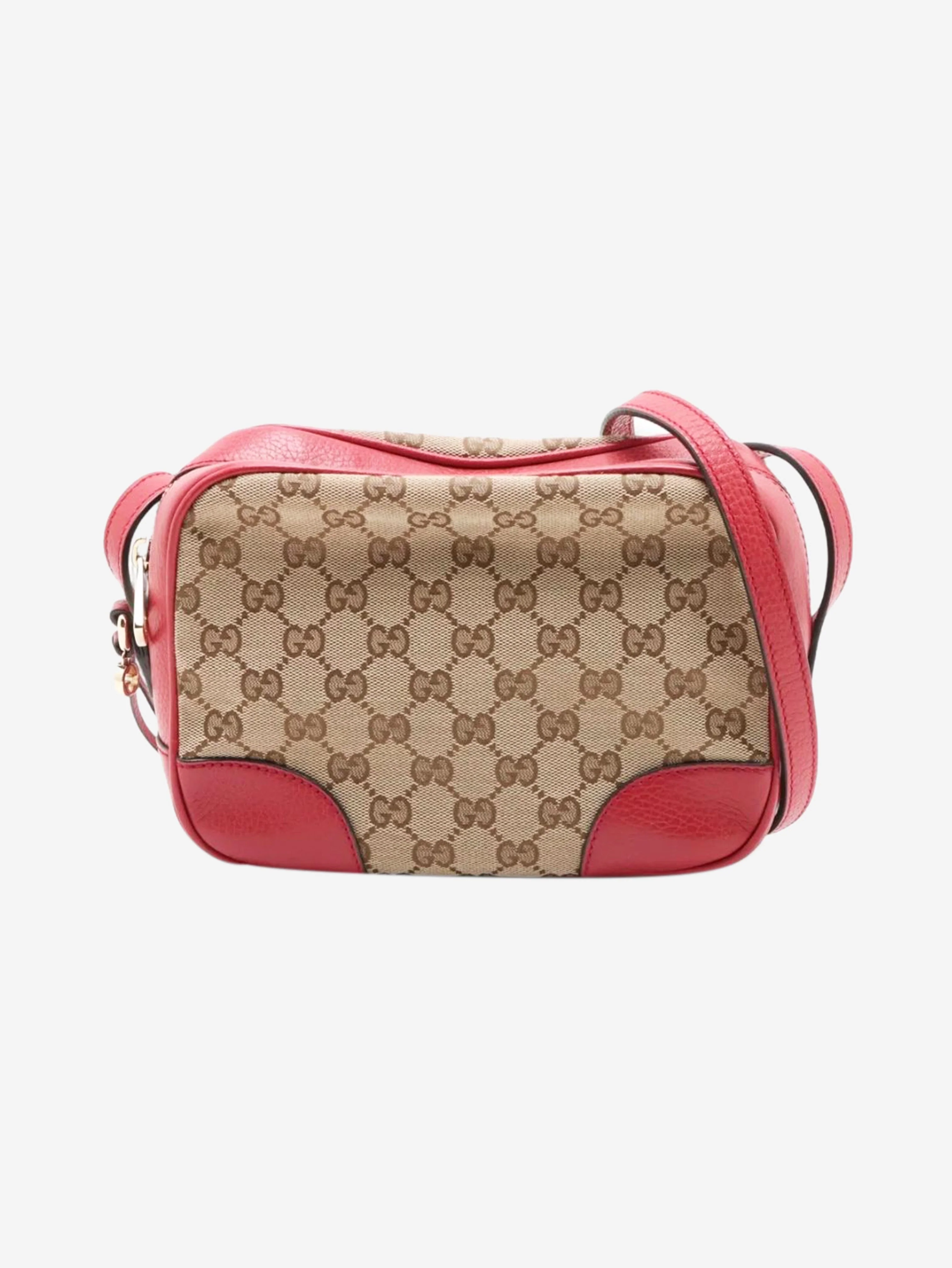 Brown GG canvas and leather crossbody bag