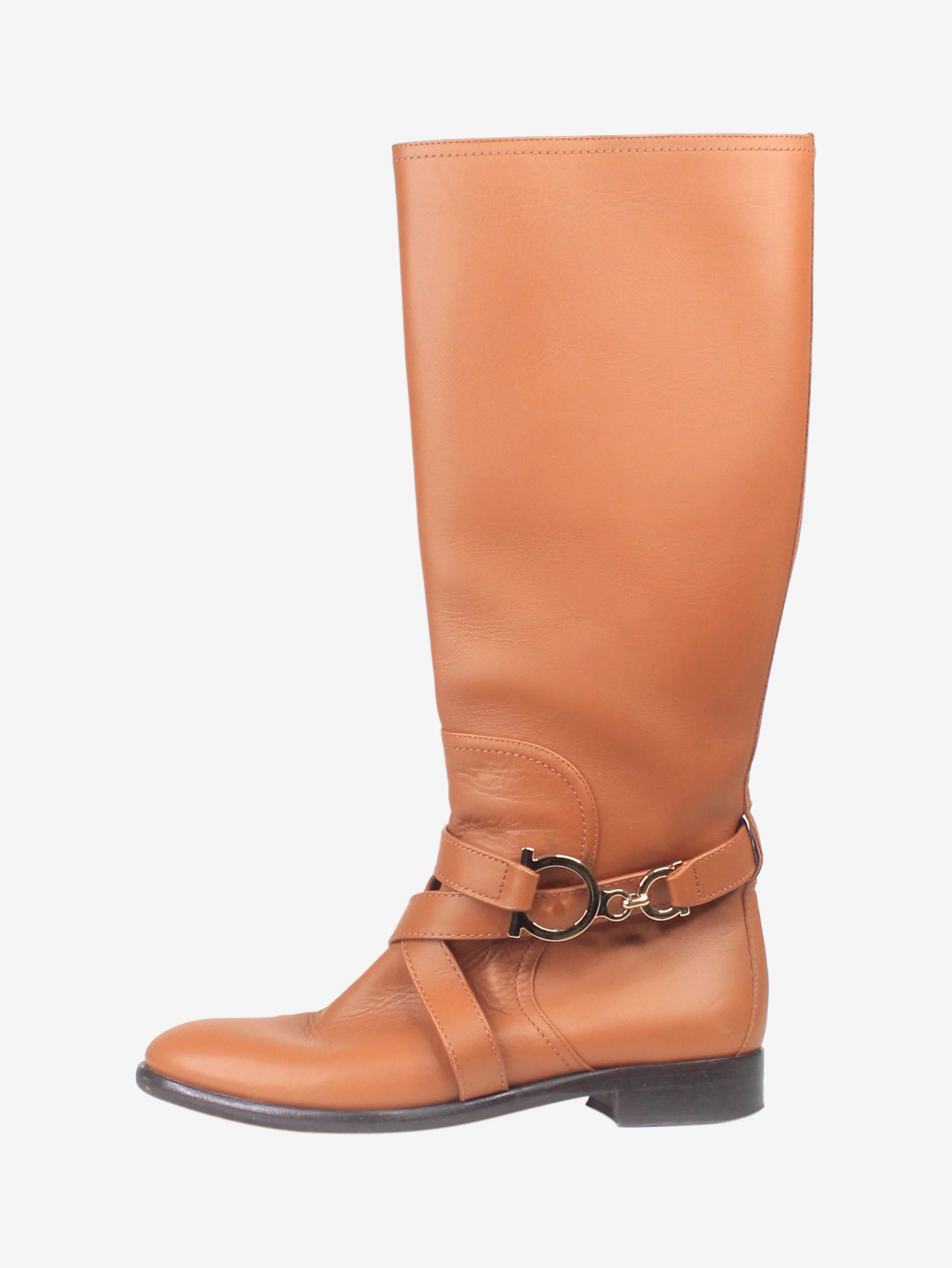Brown leather riding boots - size UK 6.5