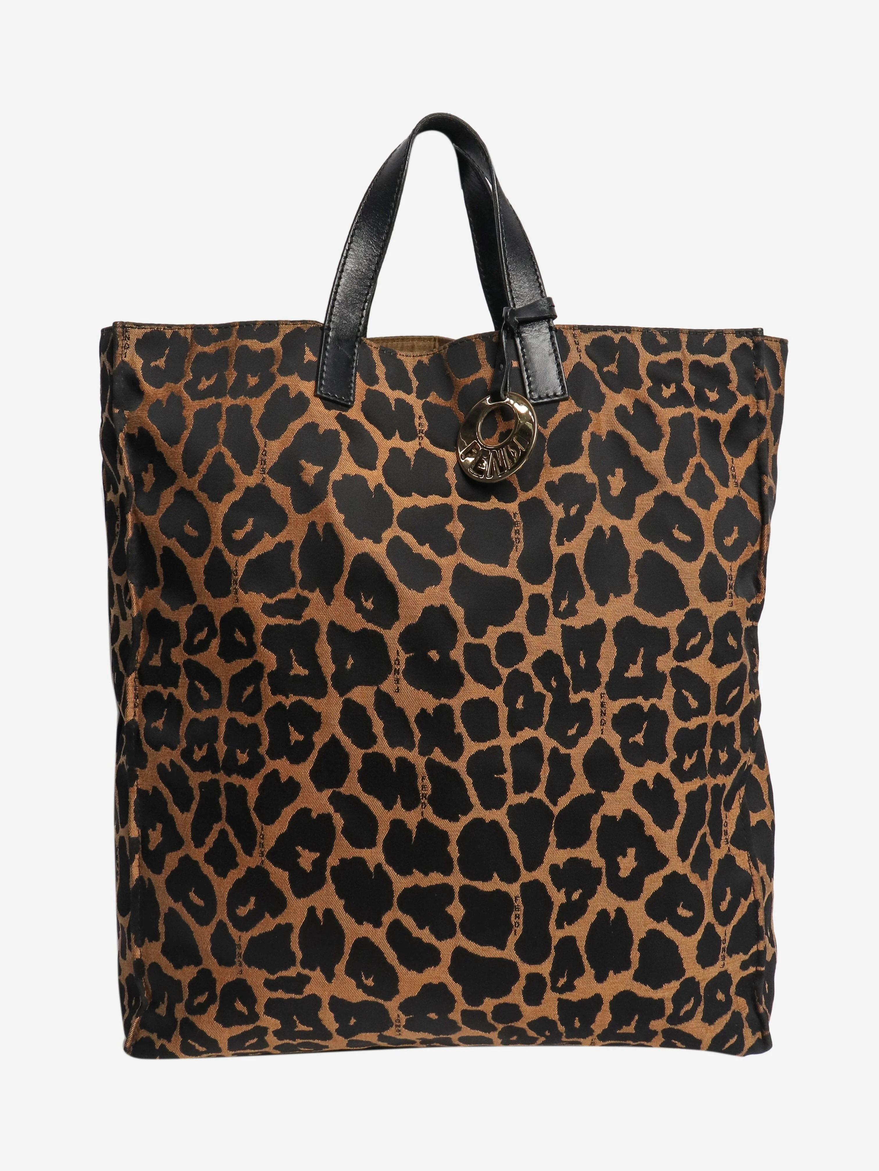 Brown leopard print tote