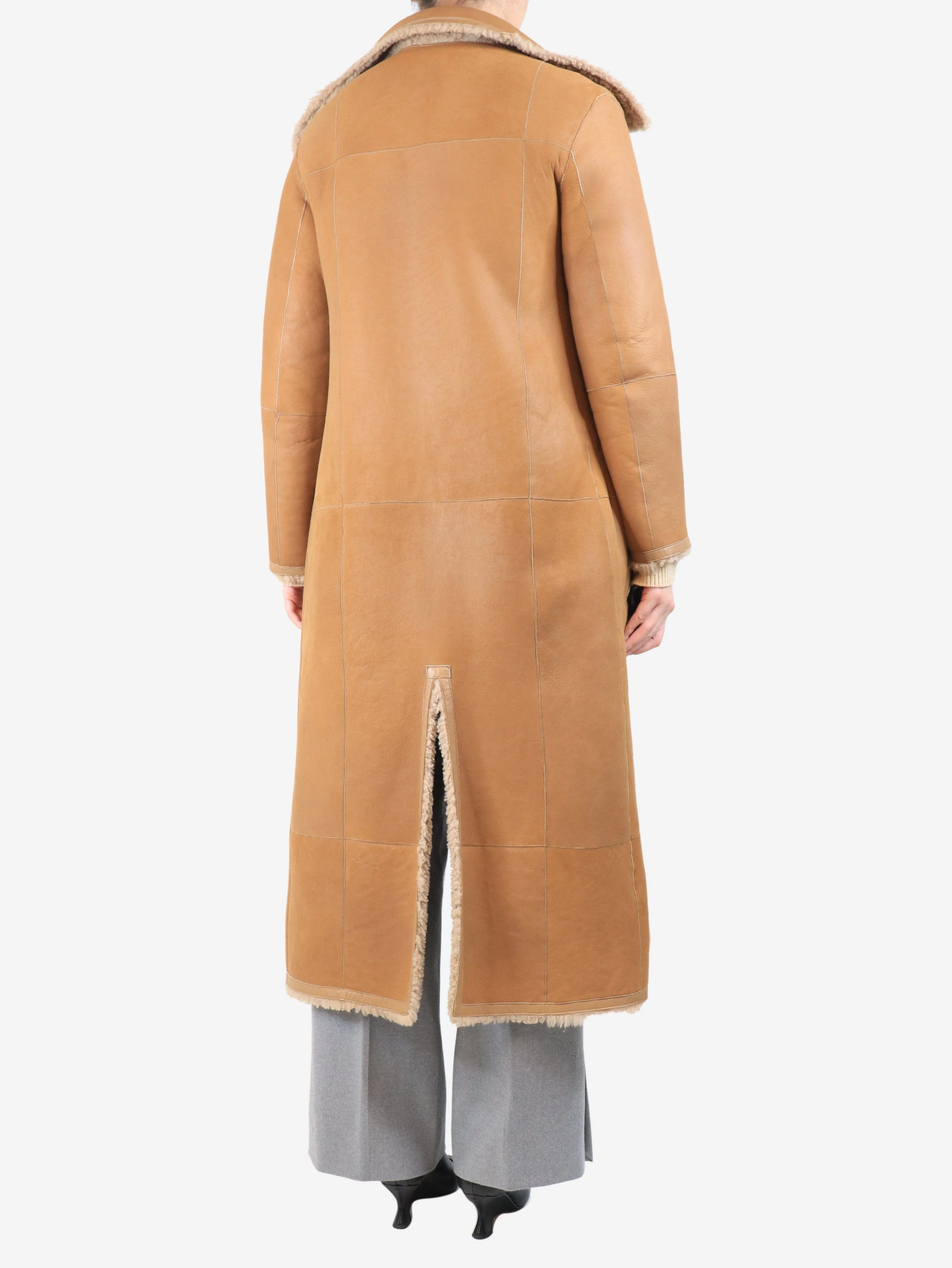 Brown Maybelle reversible shearling coat - size UK 12 - Image 2