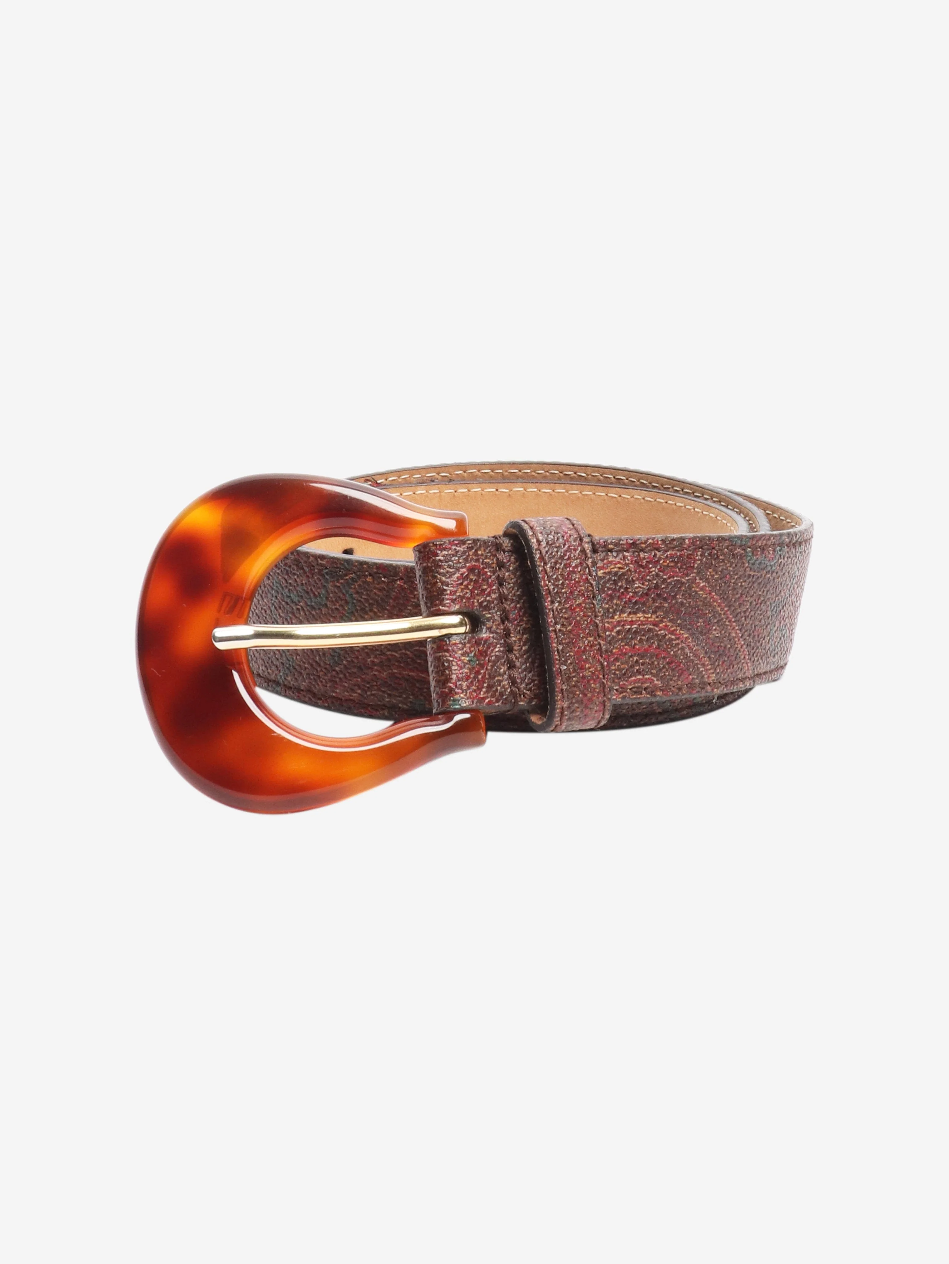 Brown paisley leather belt