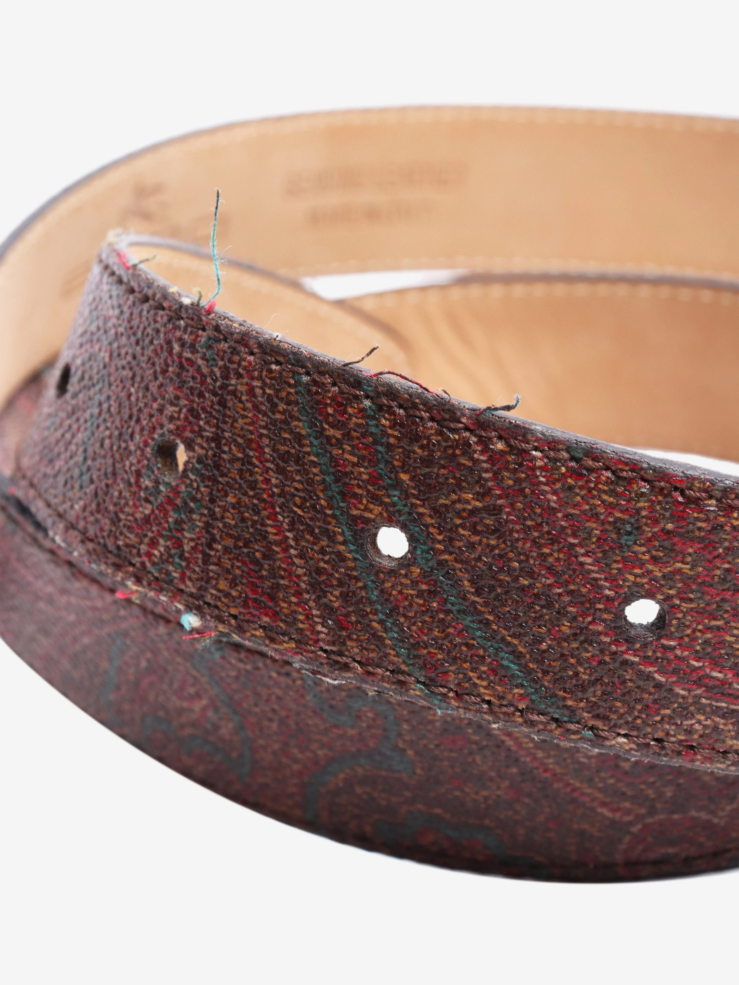 Brown paisley leather belt - Image 3