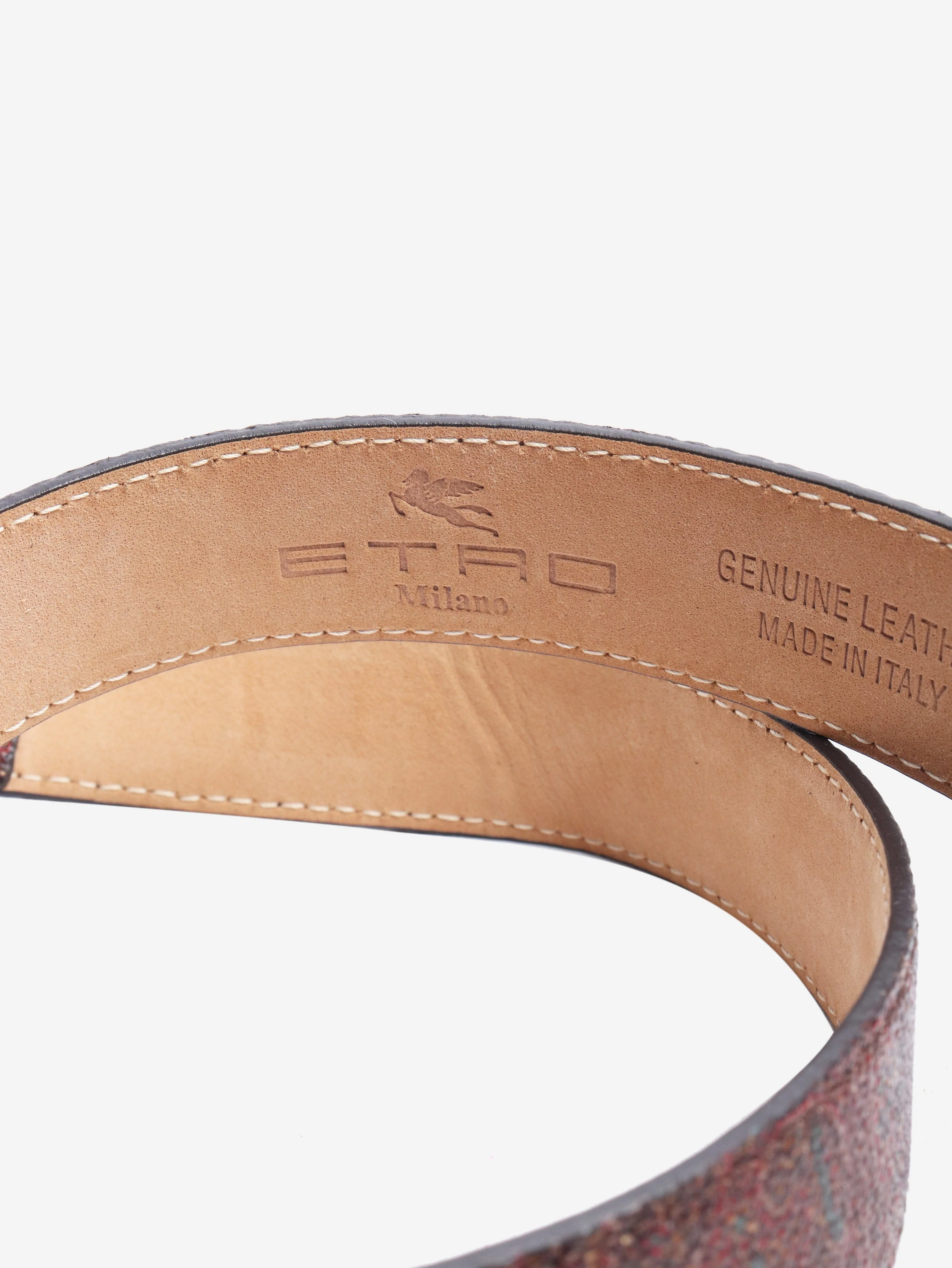 Brown paisley leather belt - Image 4