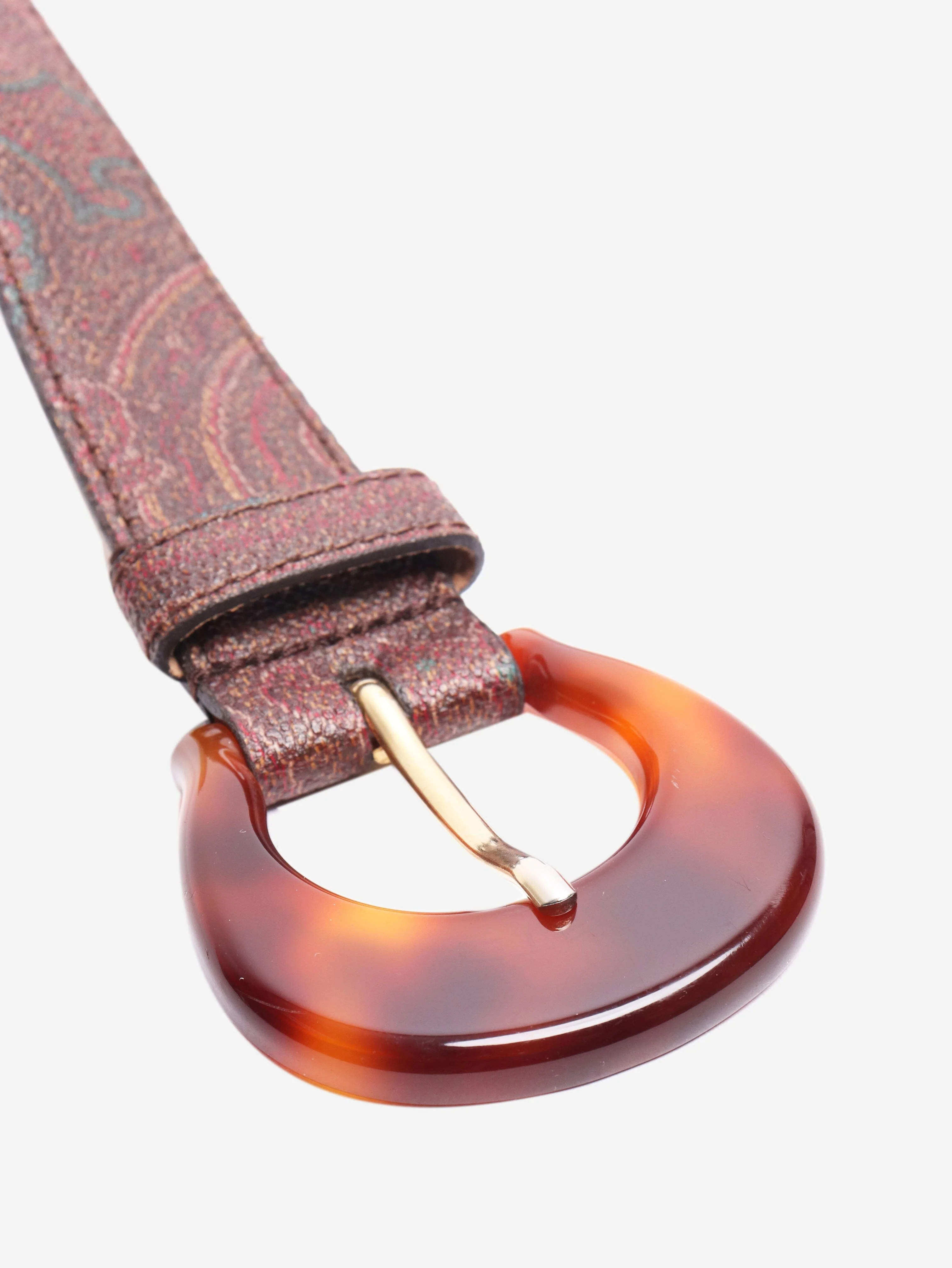 Brown paisley leather belt - Image 5