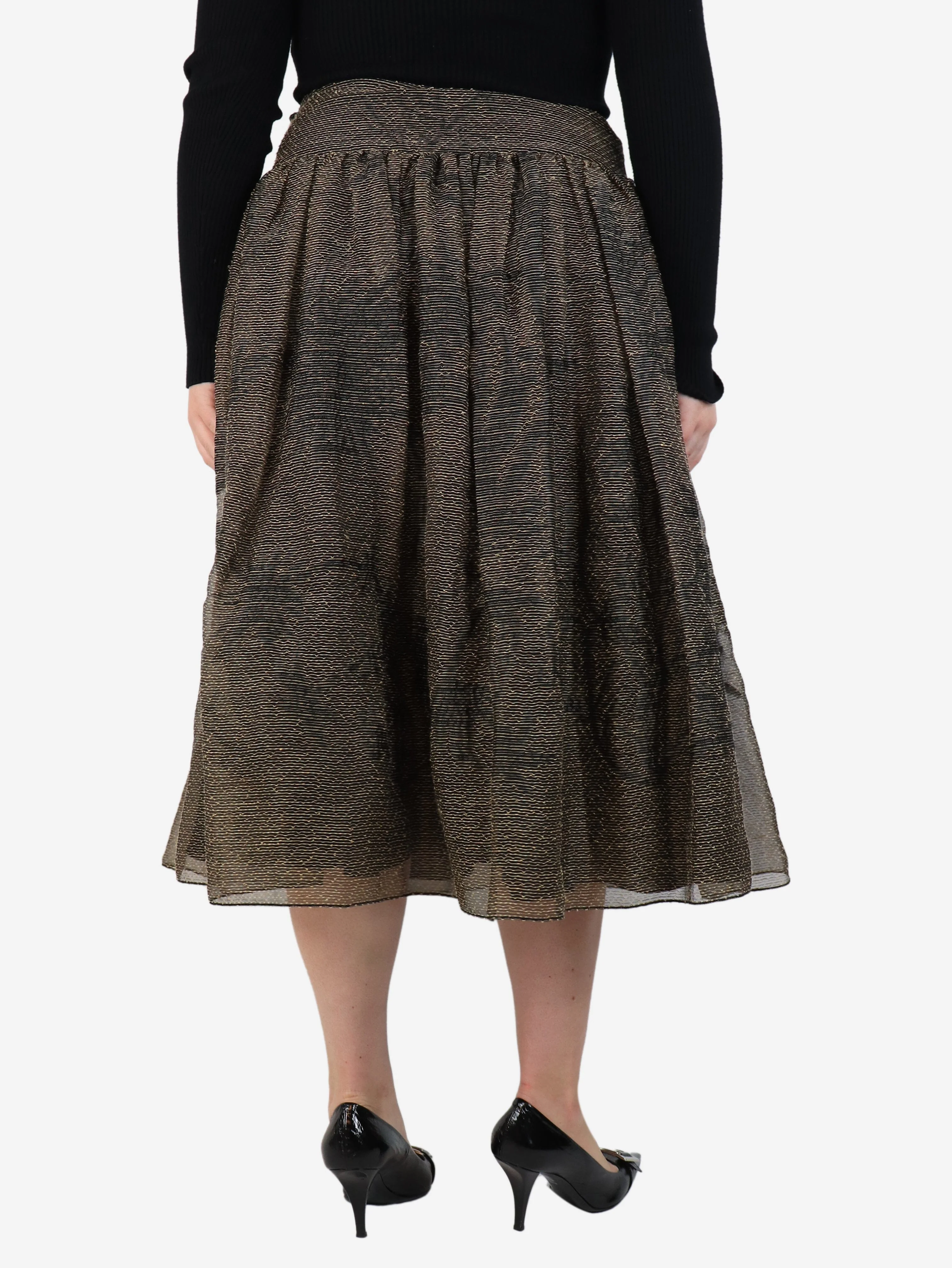 Brown textured patterned midi skirt - size UK 12 - Image 3