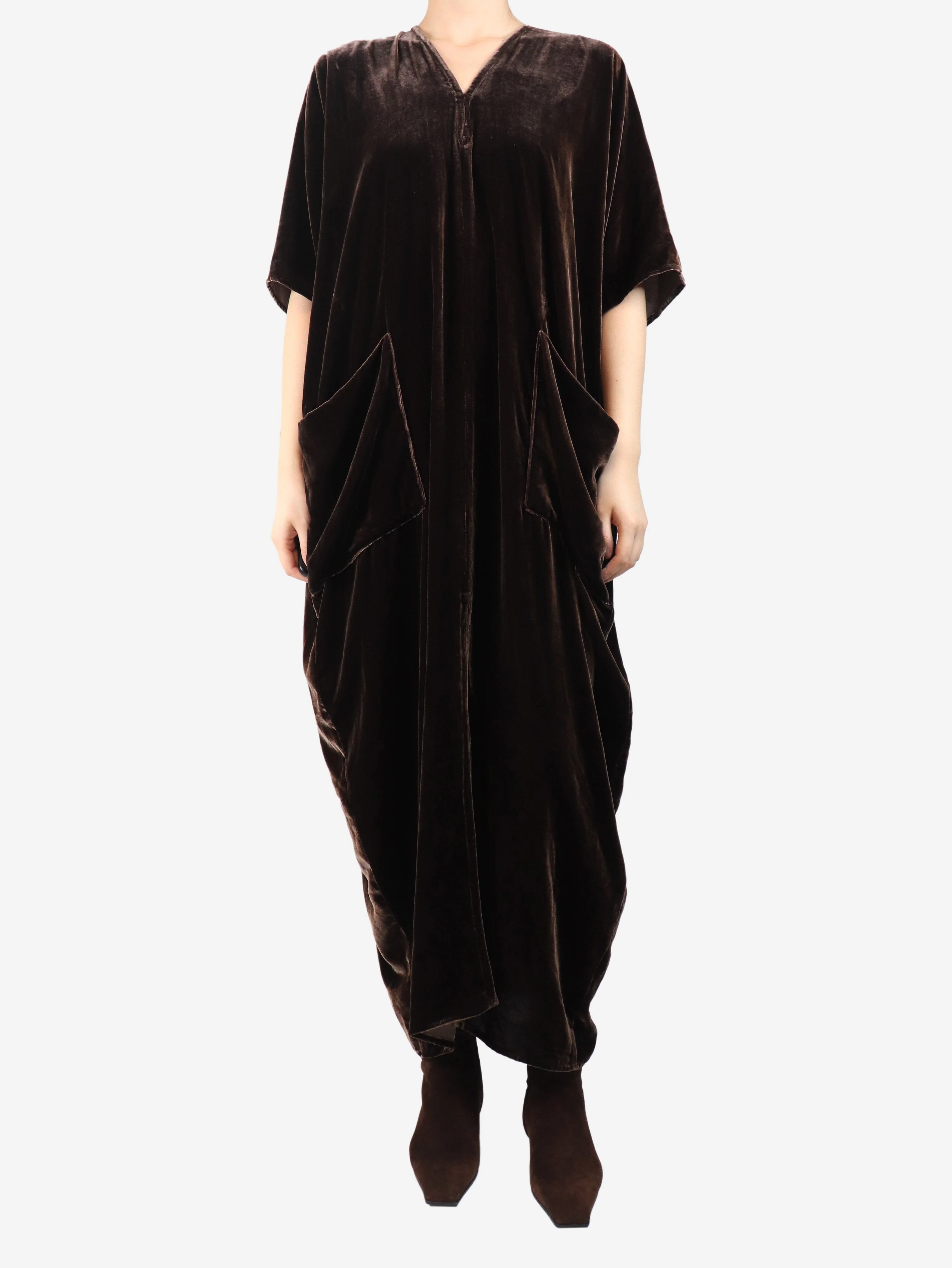 Brown velvet kaftan - size M