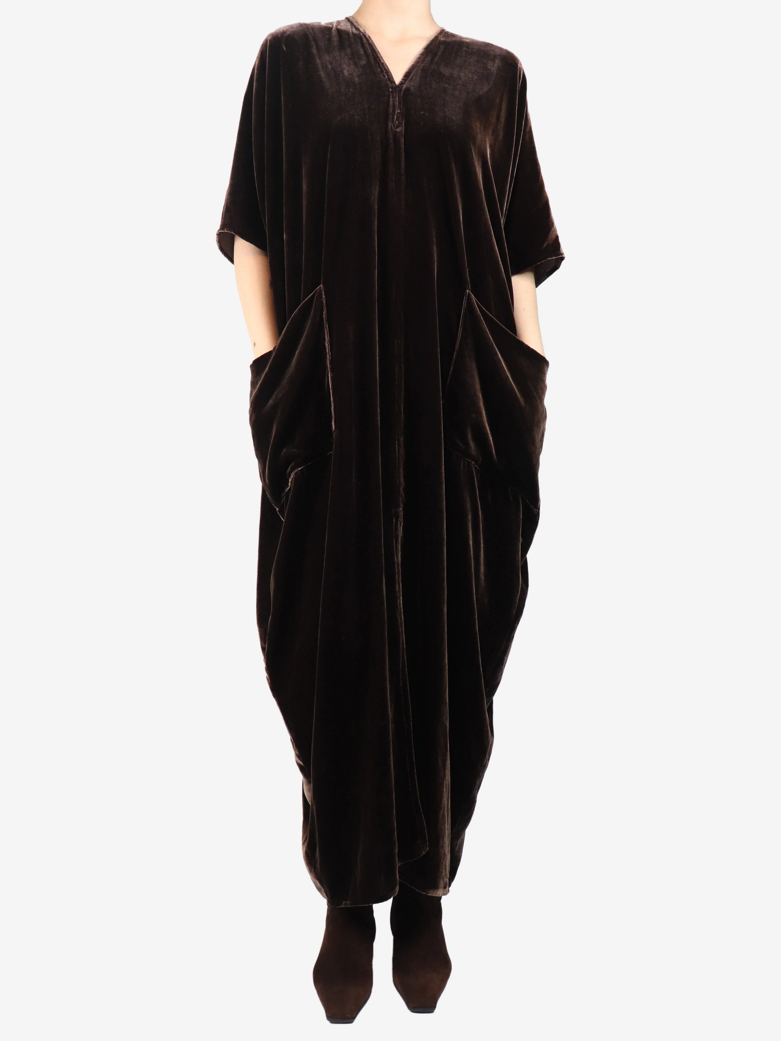 Brown velvet kaftan - size M - Image 3