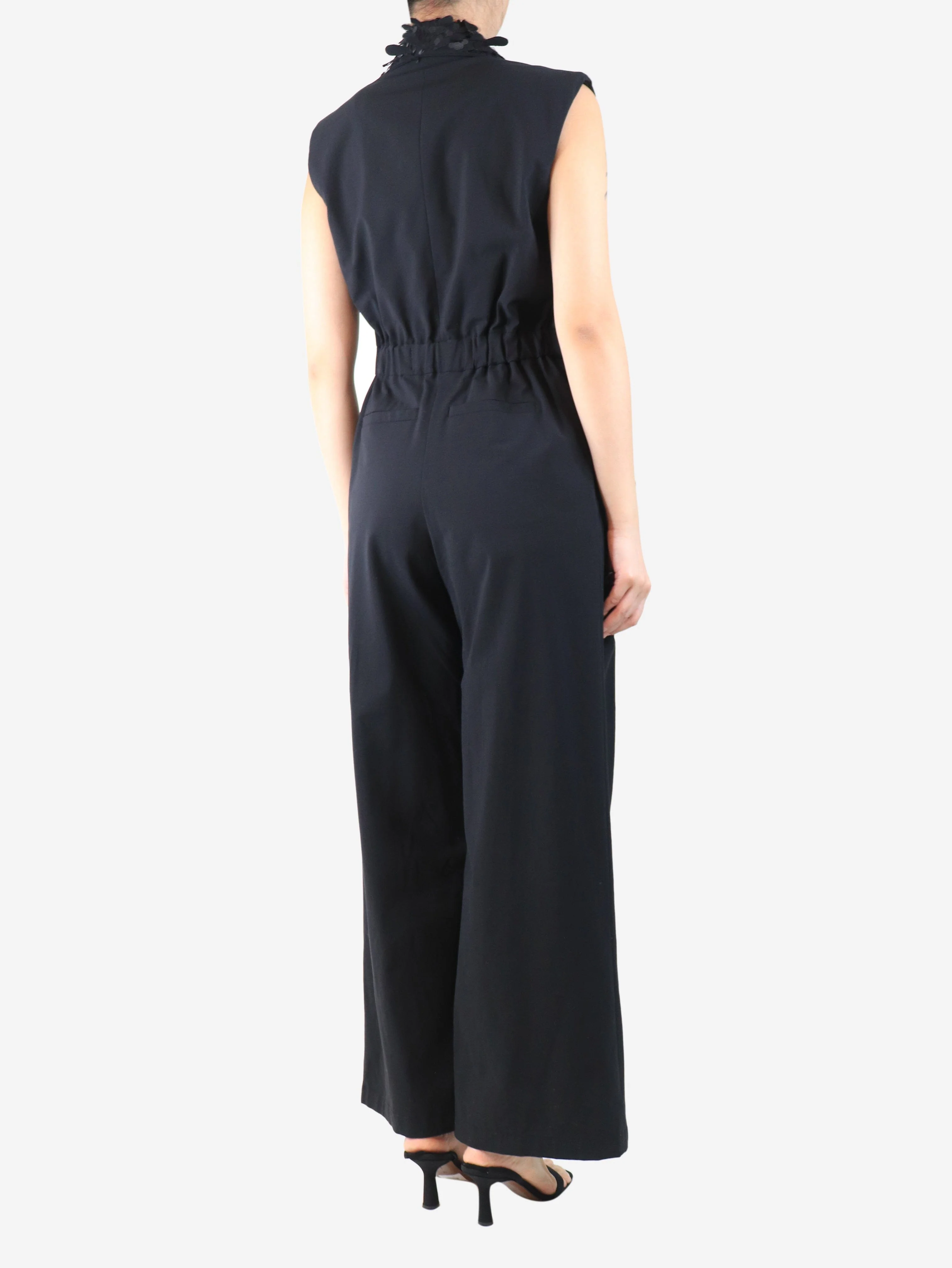 Black sequin-embellished sleeveless jumpsuit - size M - Image 2