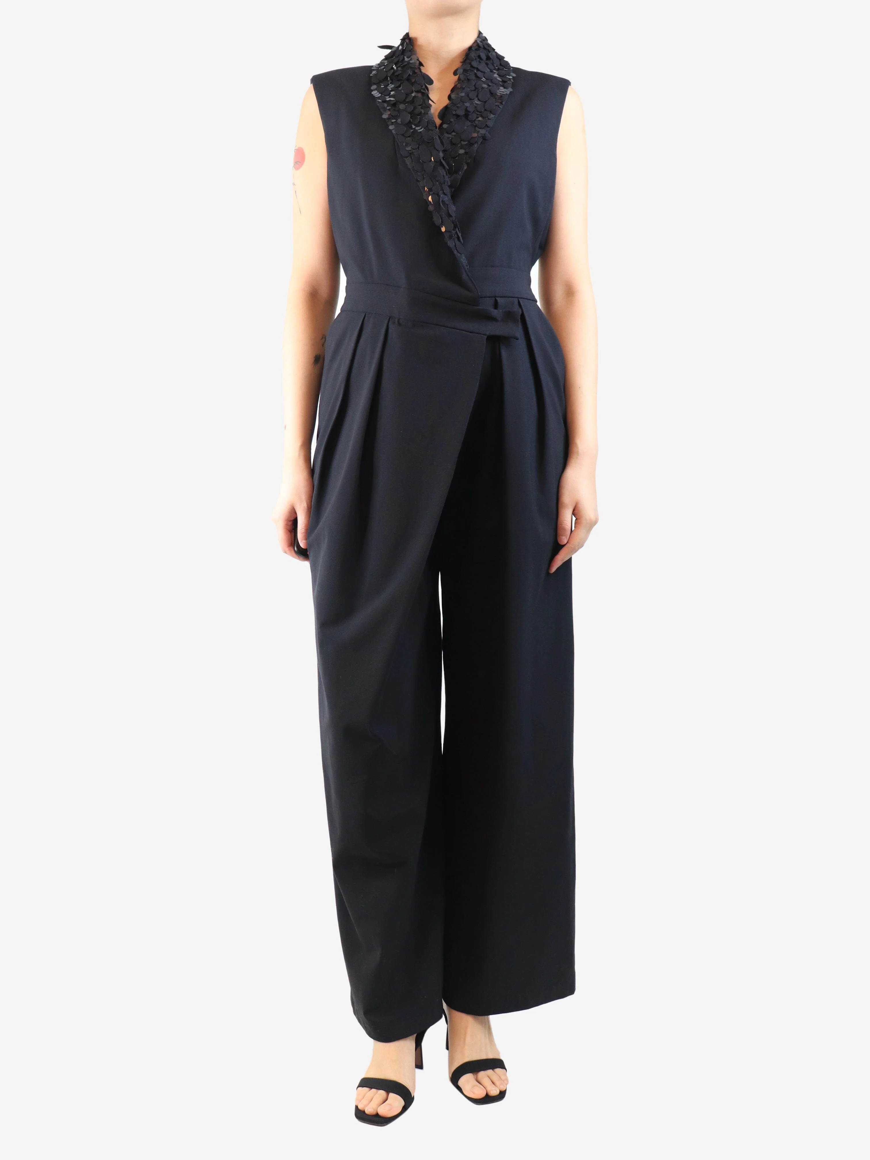 Black sequin-embellished sleeveless jumpsuit - size M - Image 3