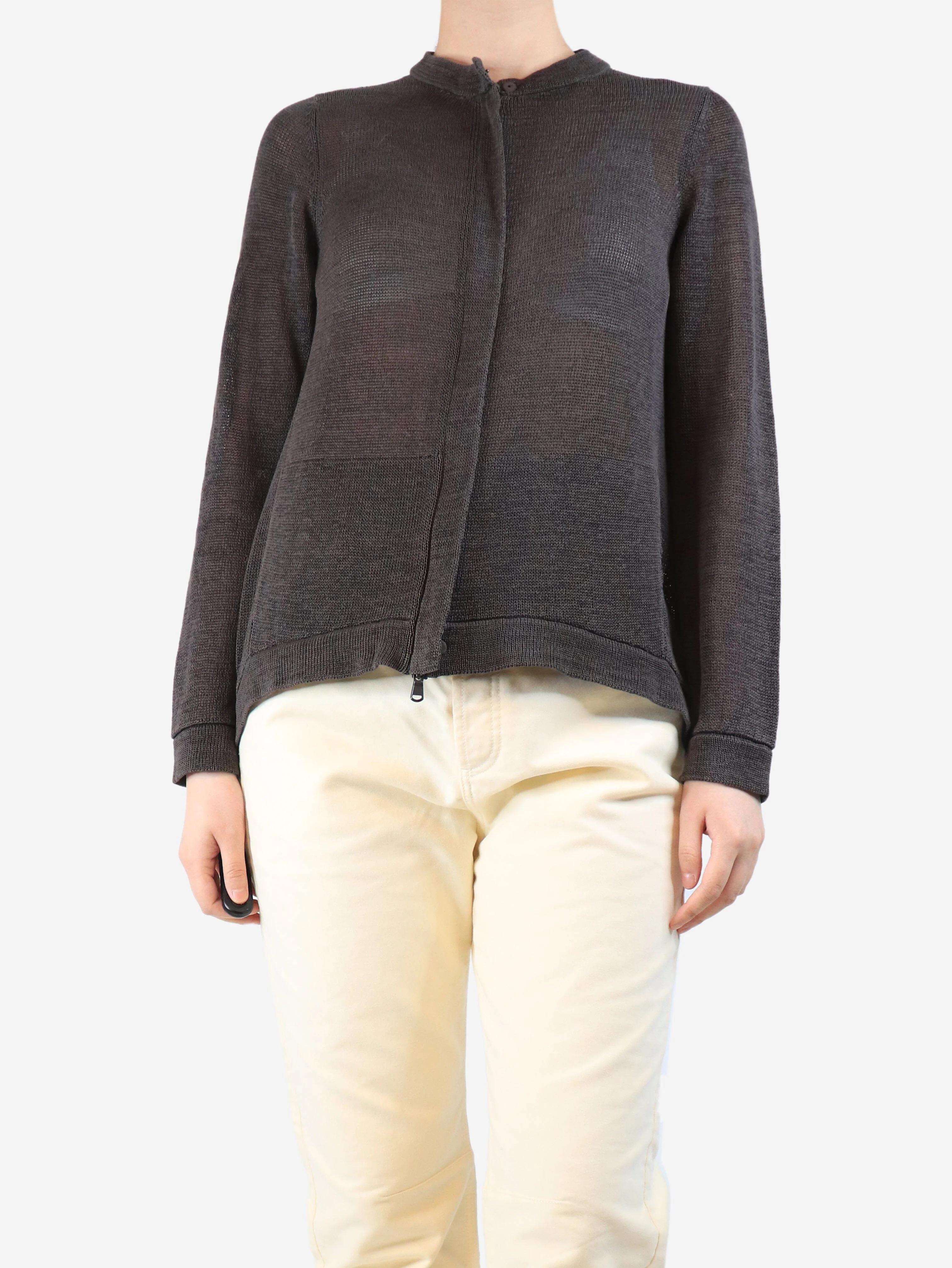 Brown zip cardigan - size M