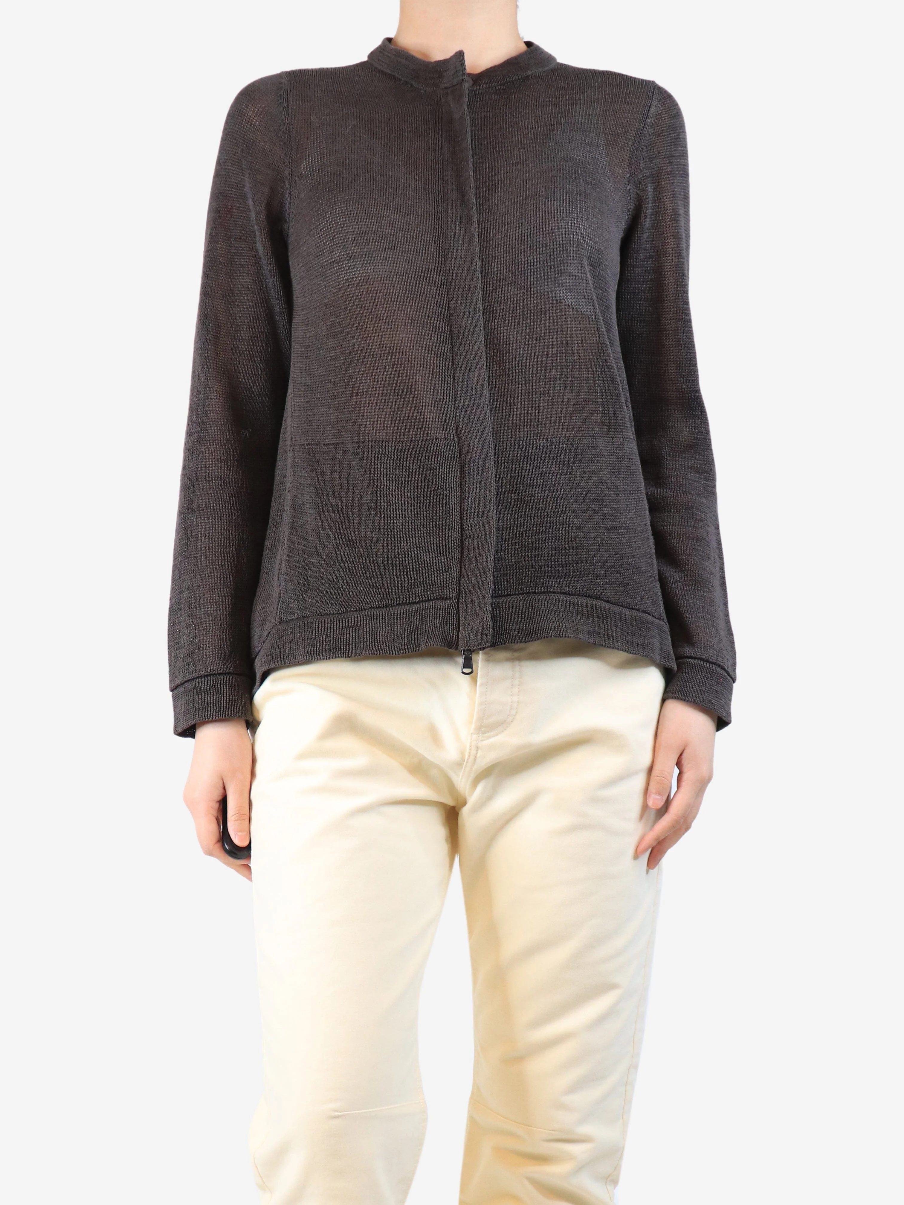 Brown zip cardigan - size M - Image 3
