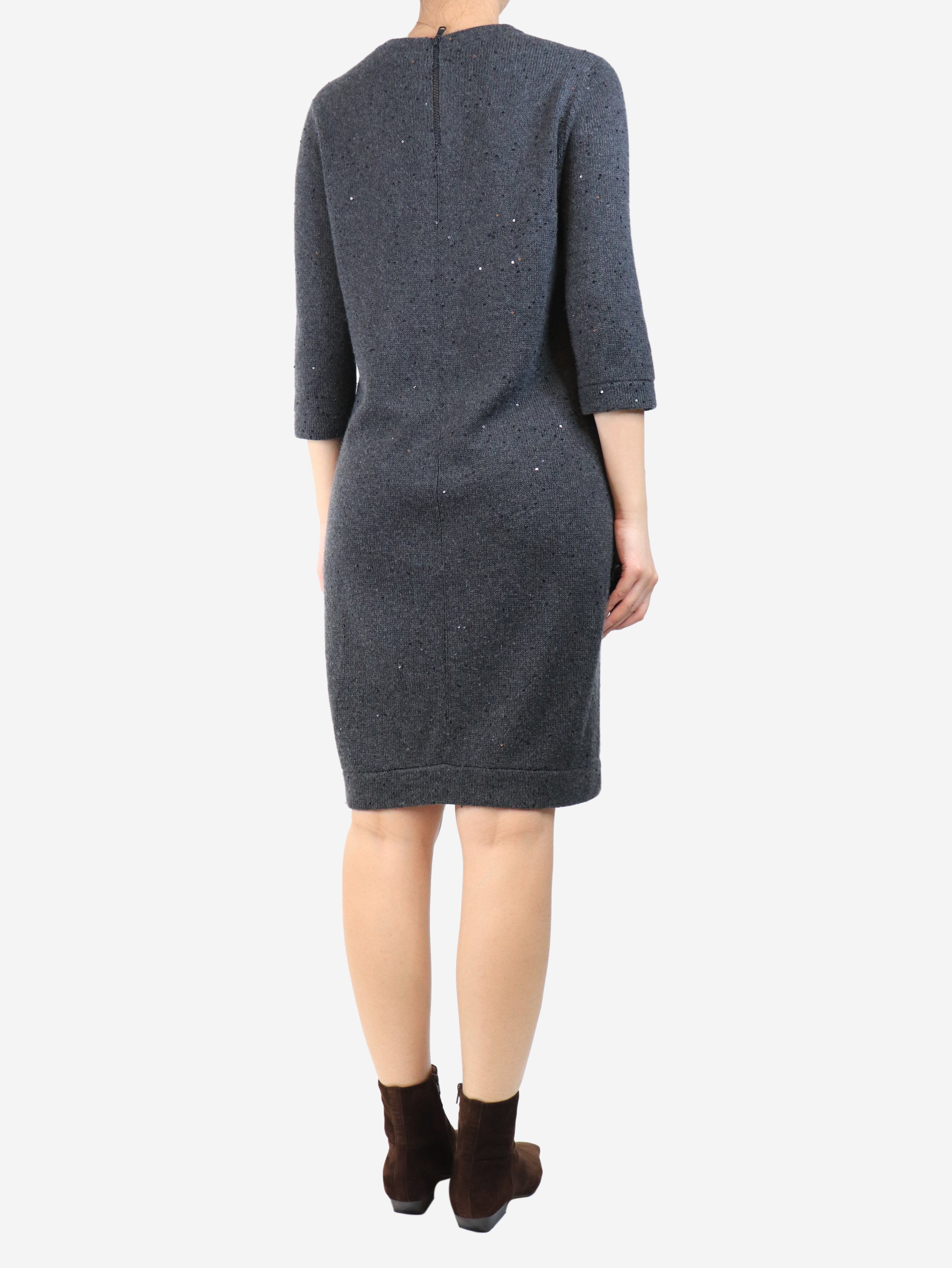 Dark grey sequin knit dress - size M - Image 2