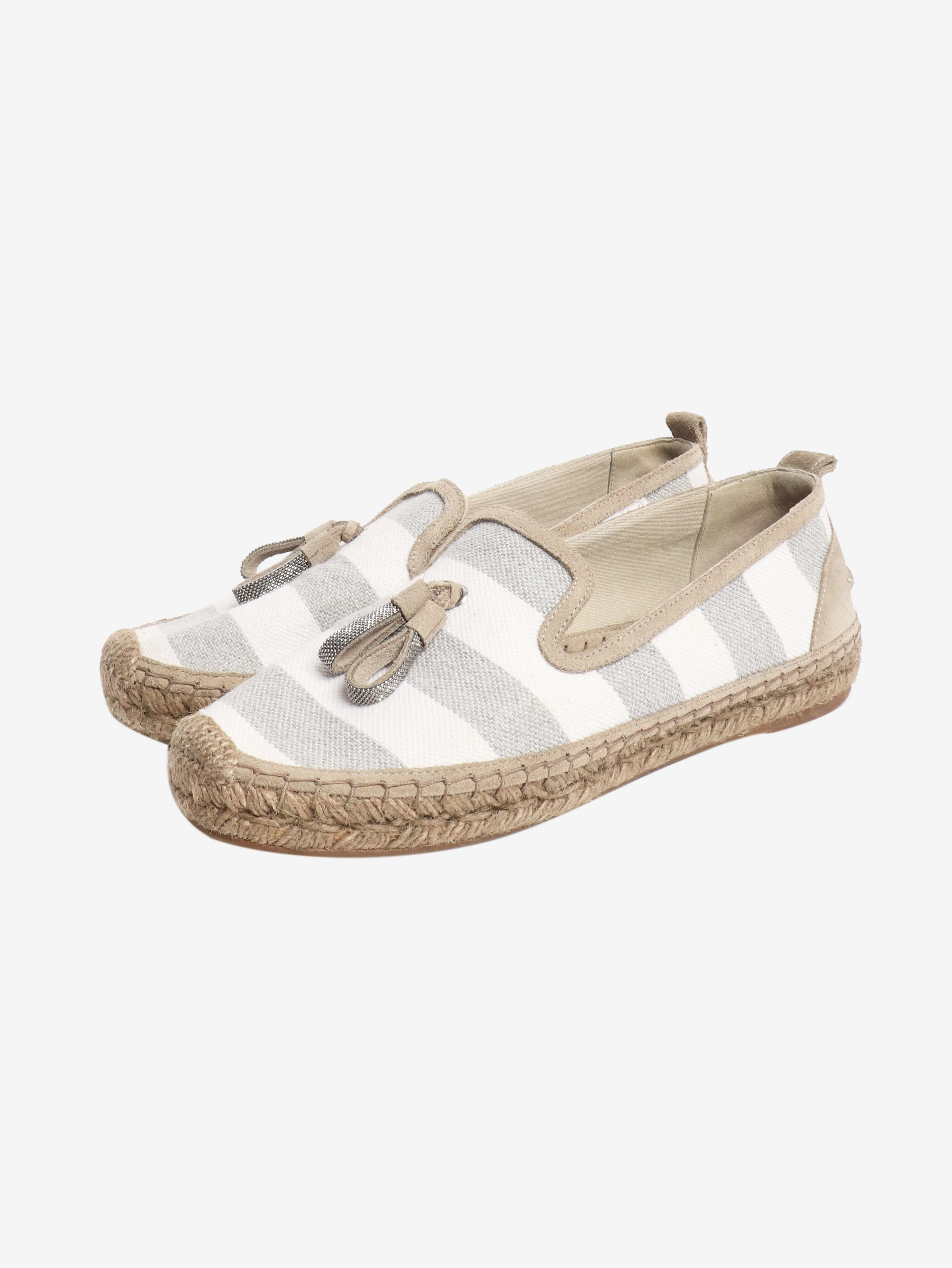 Grey and white striped espadrilles - size EU 38 - Image 2
