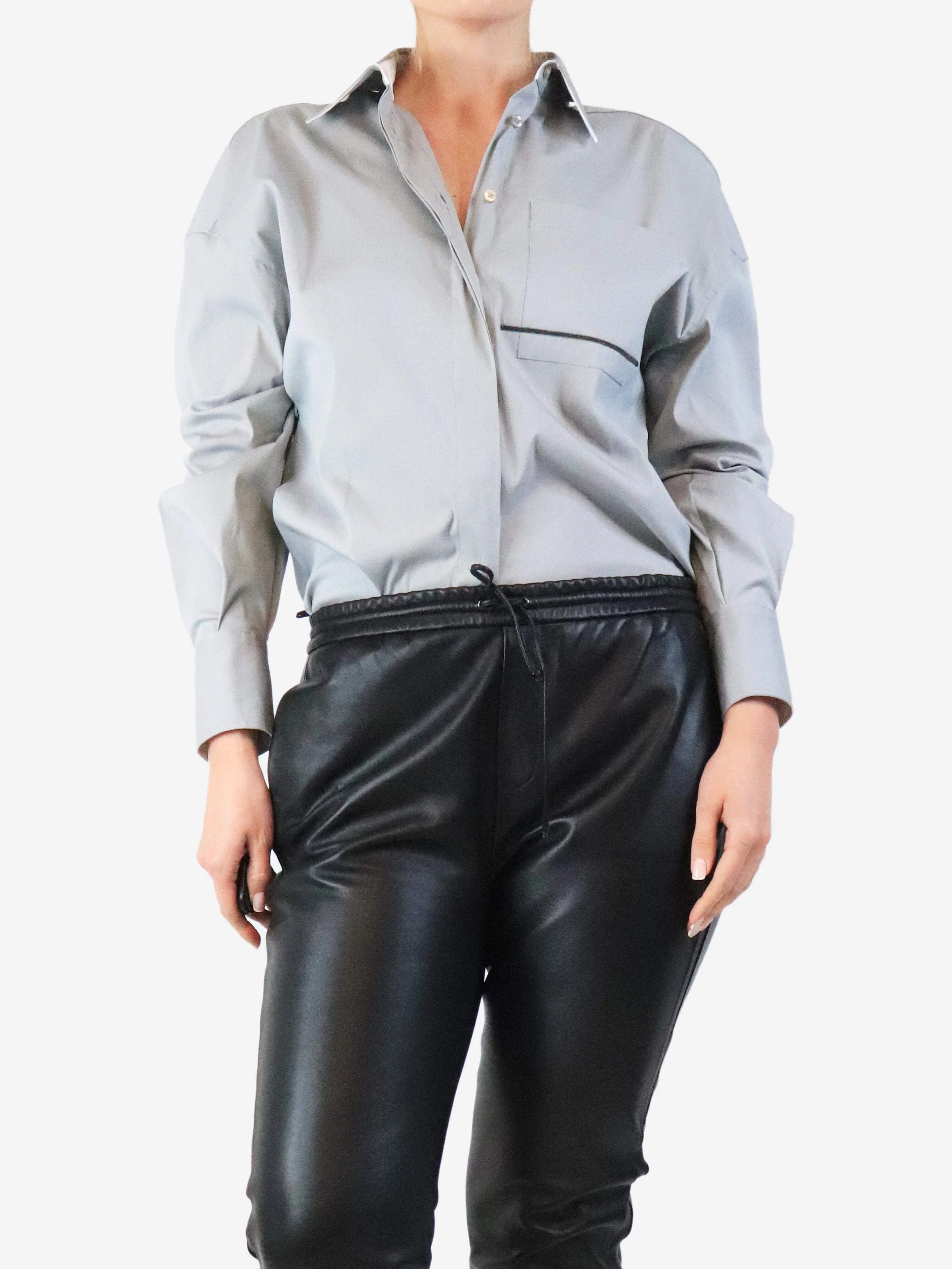 Grey cotton pocket shirt - size M - Image 3