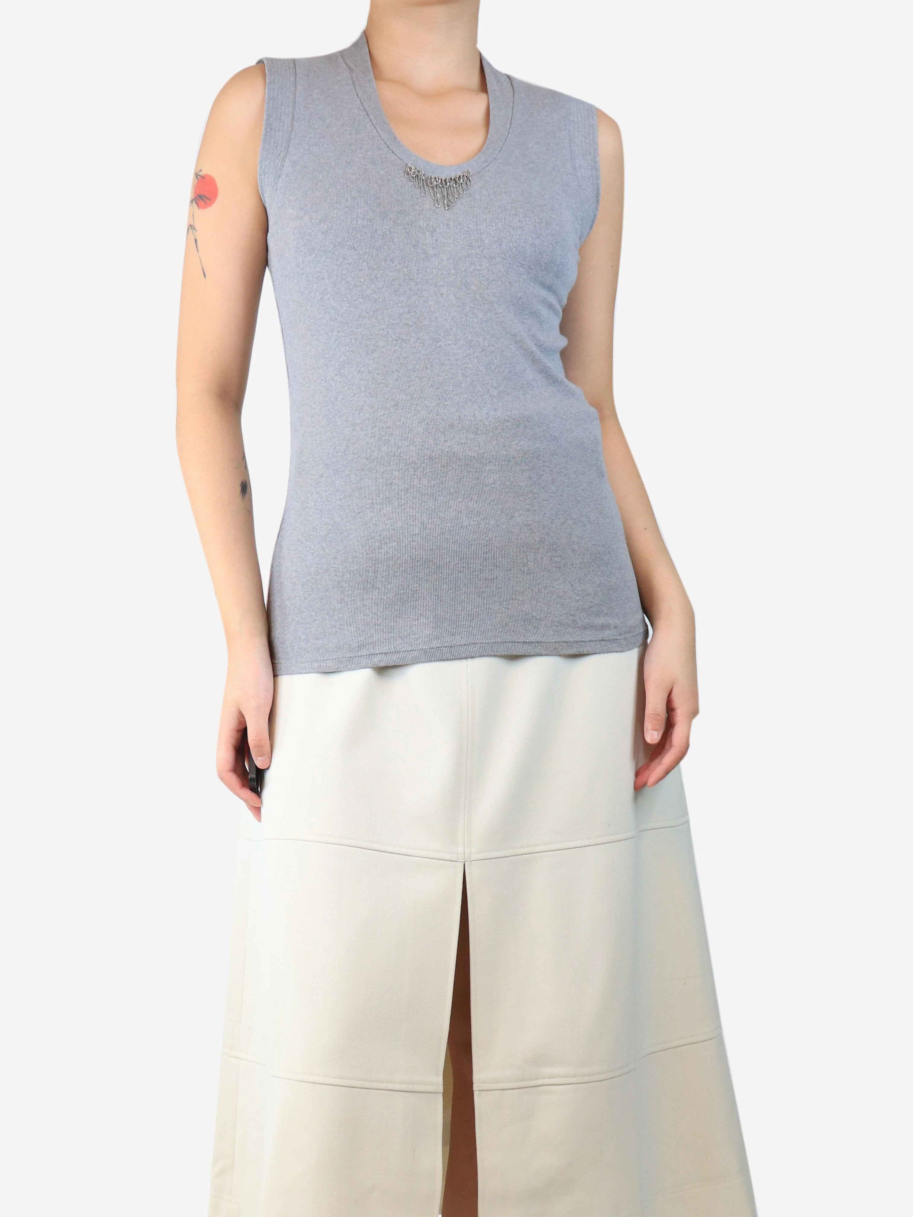 Grey embellished tank top - size XL - Image 3
