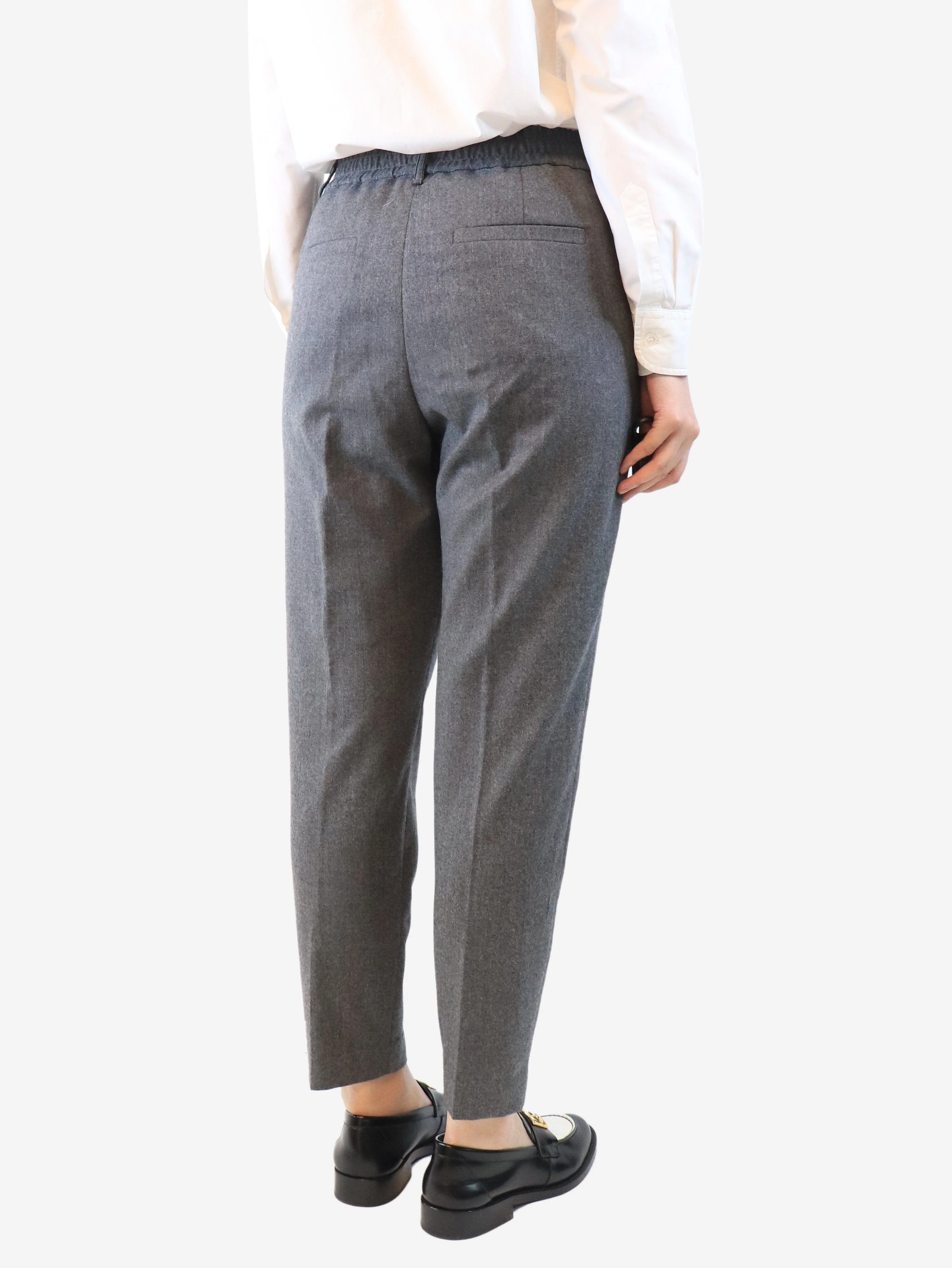 Grey pleated wool trousers - size UK 10 - Image 3