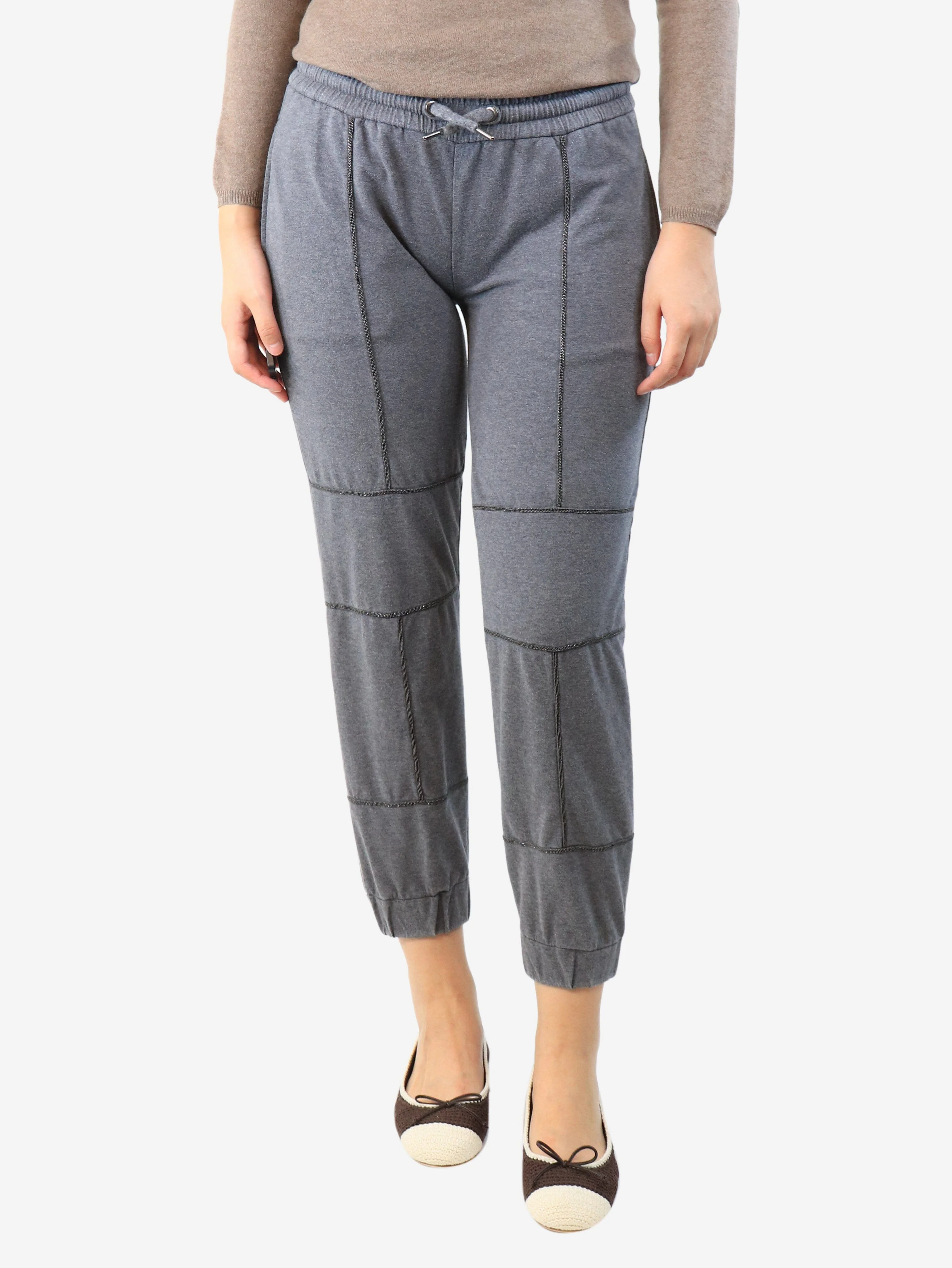 Grey trackpants with beaded detail - size XS