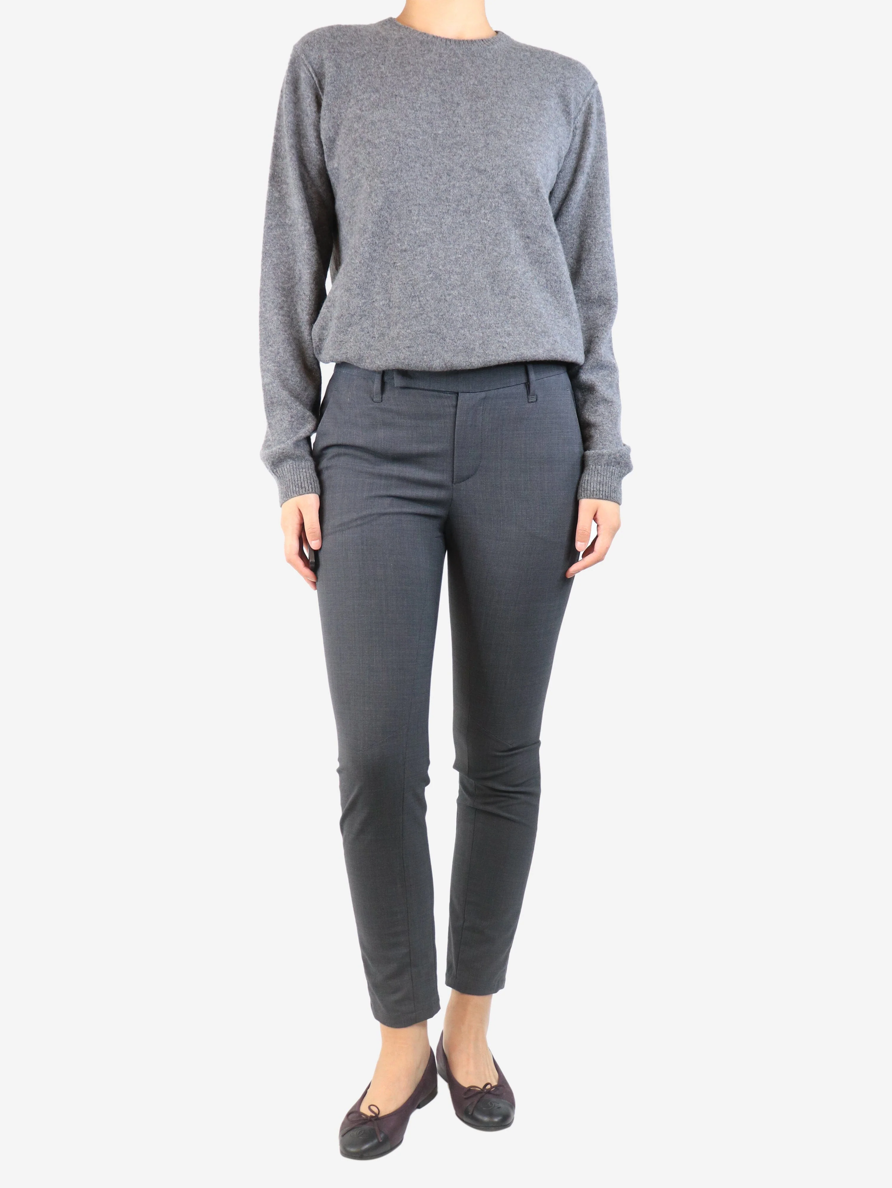 Grey wool-blend trousers - size UK 8 - Image 2
