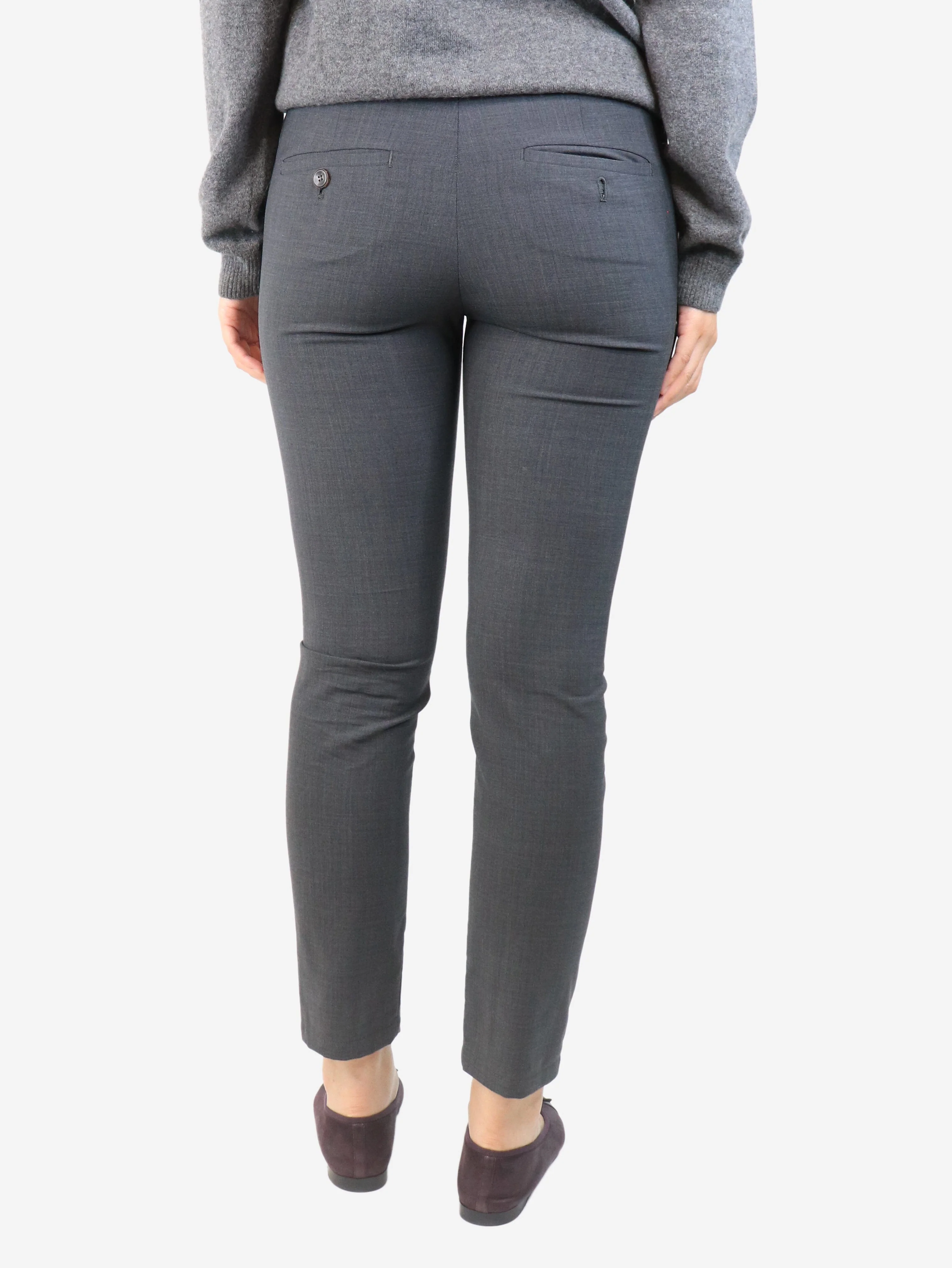 Grey wool-blend trousers - size UK 8 - Image 3
