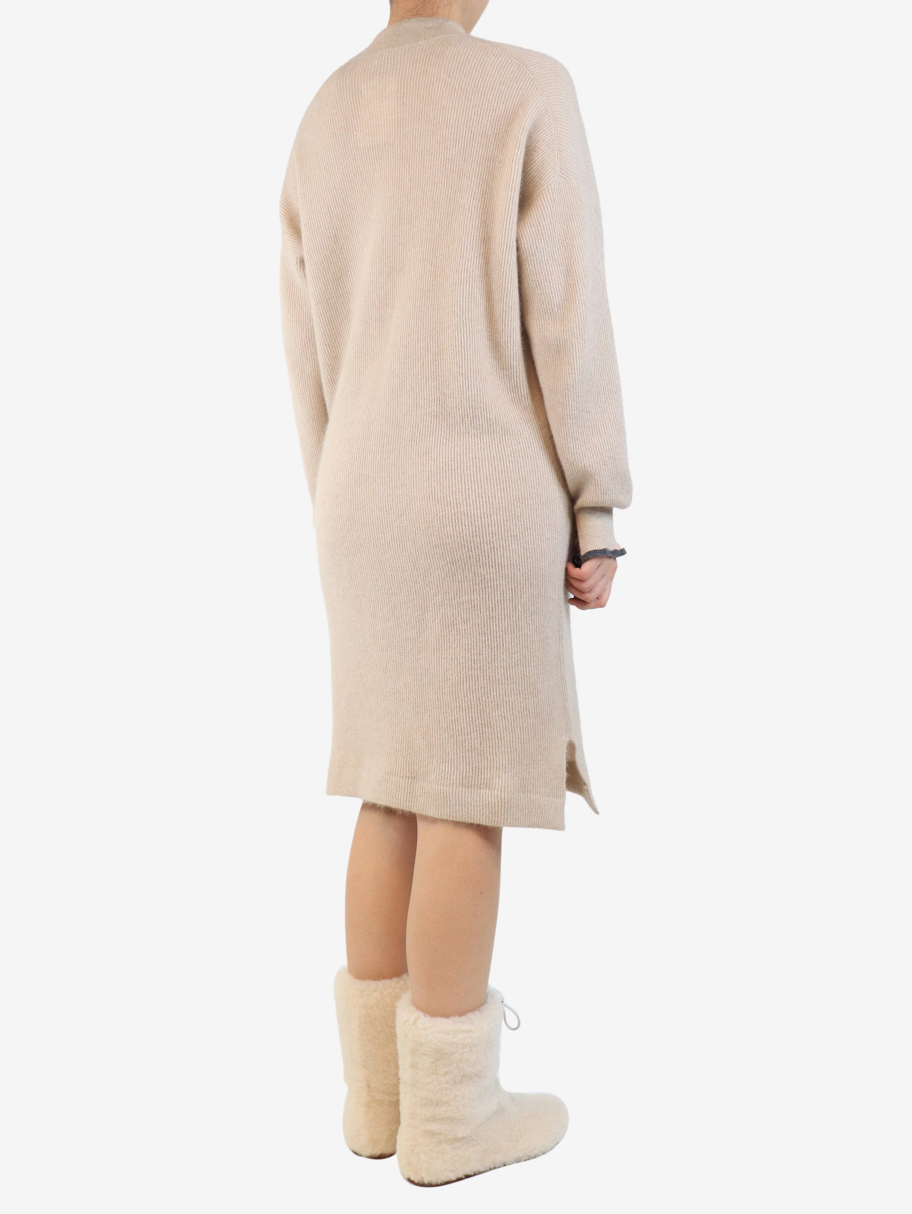 Neutral ribbed alpaca-blend dress - size L - Image 2