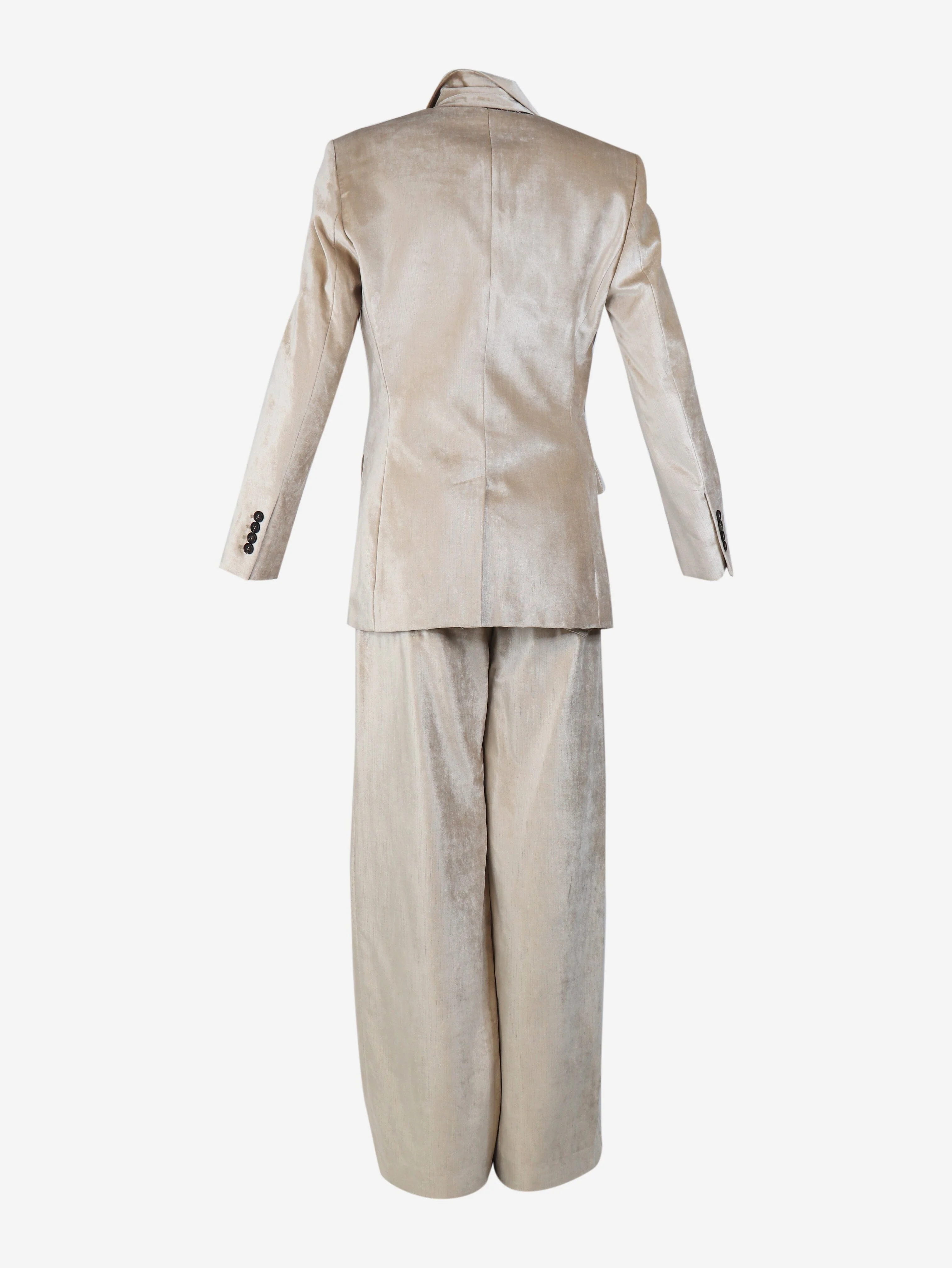 Neutral velvet two-piece suit set - size UK 6 - Image 5