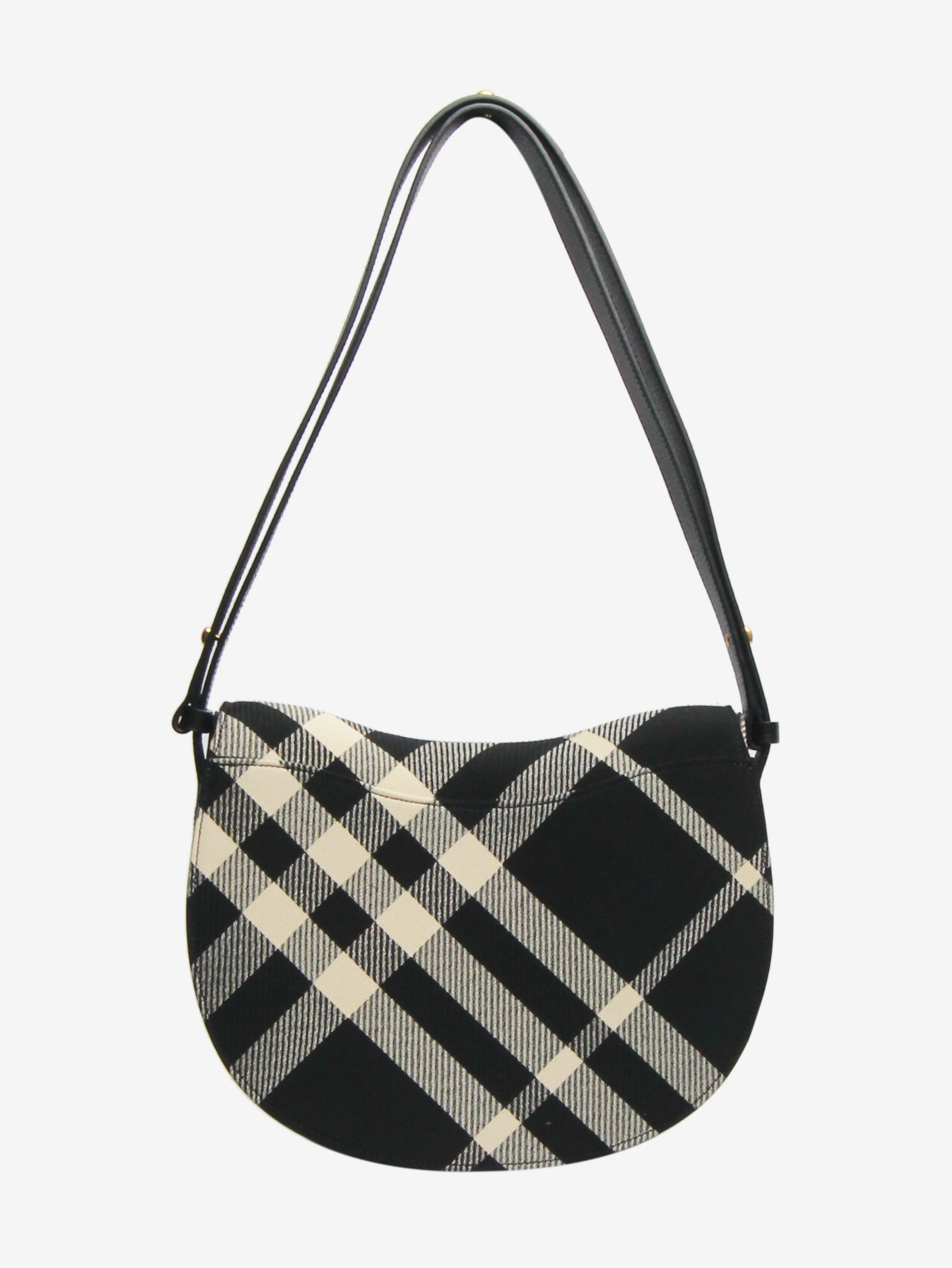 Black jacquard-woven check shoulder bag - Image 3