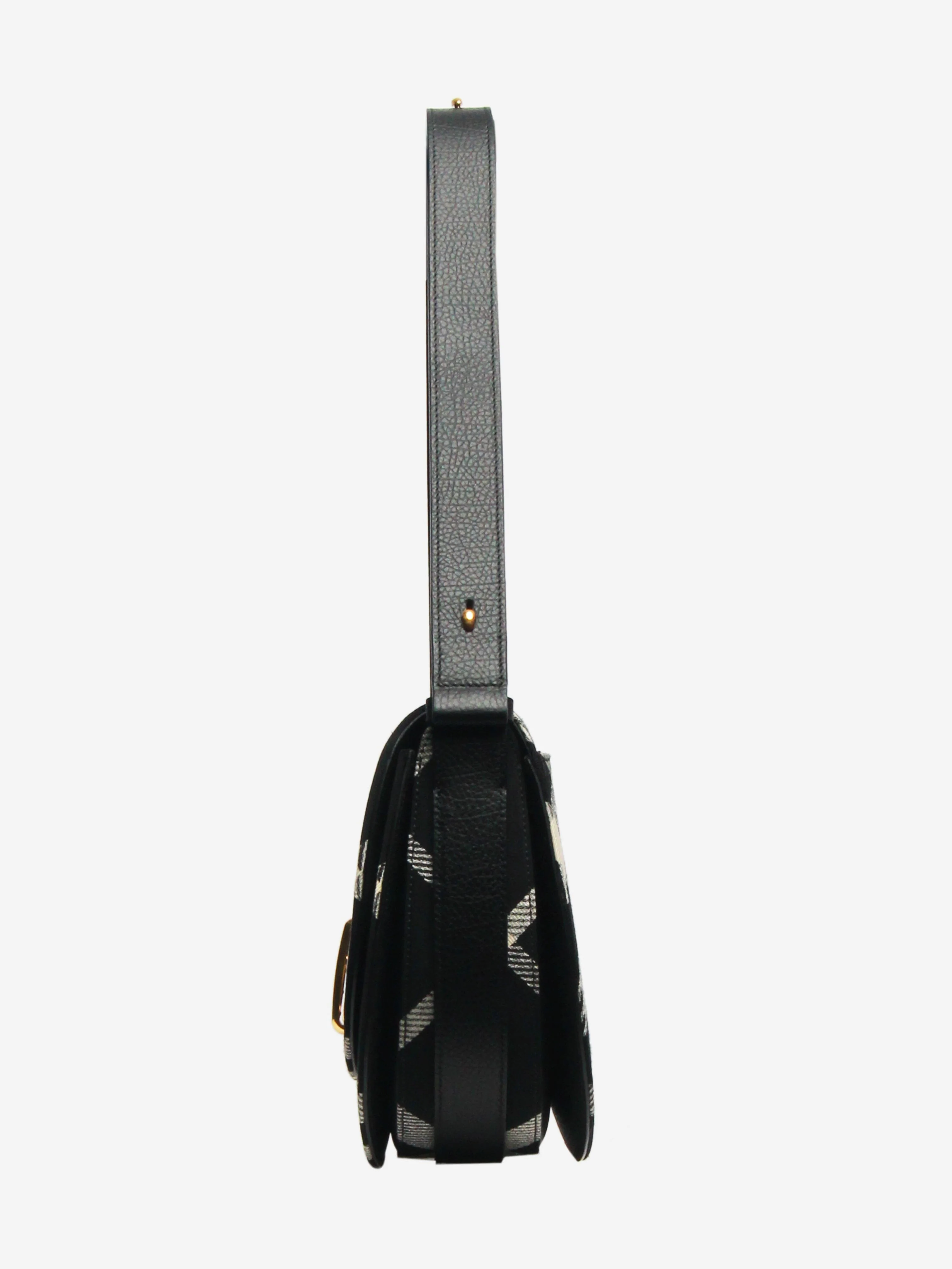 Black jacquard-woven check shoulder bag - Image 4