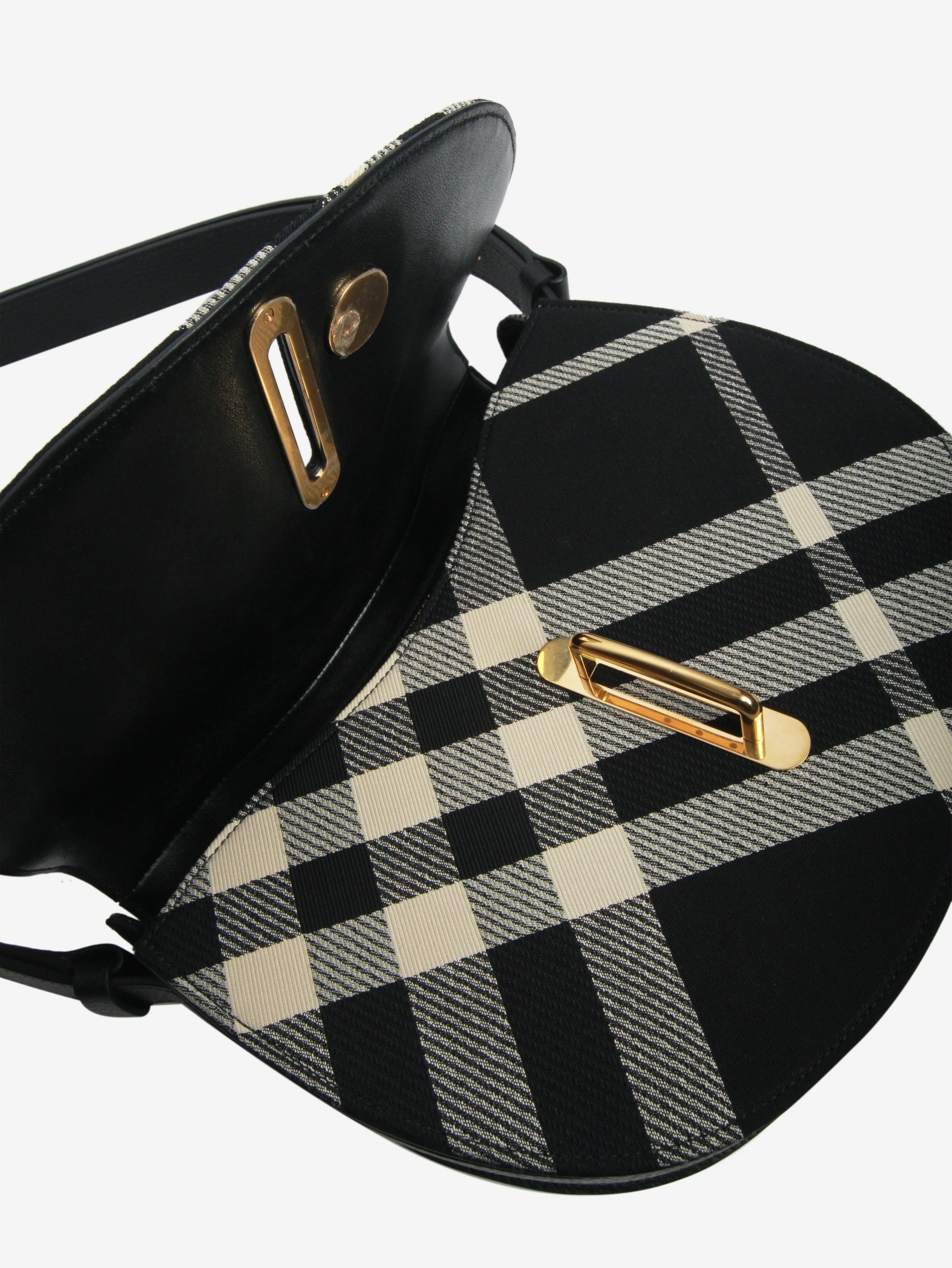 Black jacquard-woven check shoulder bag - Image 6