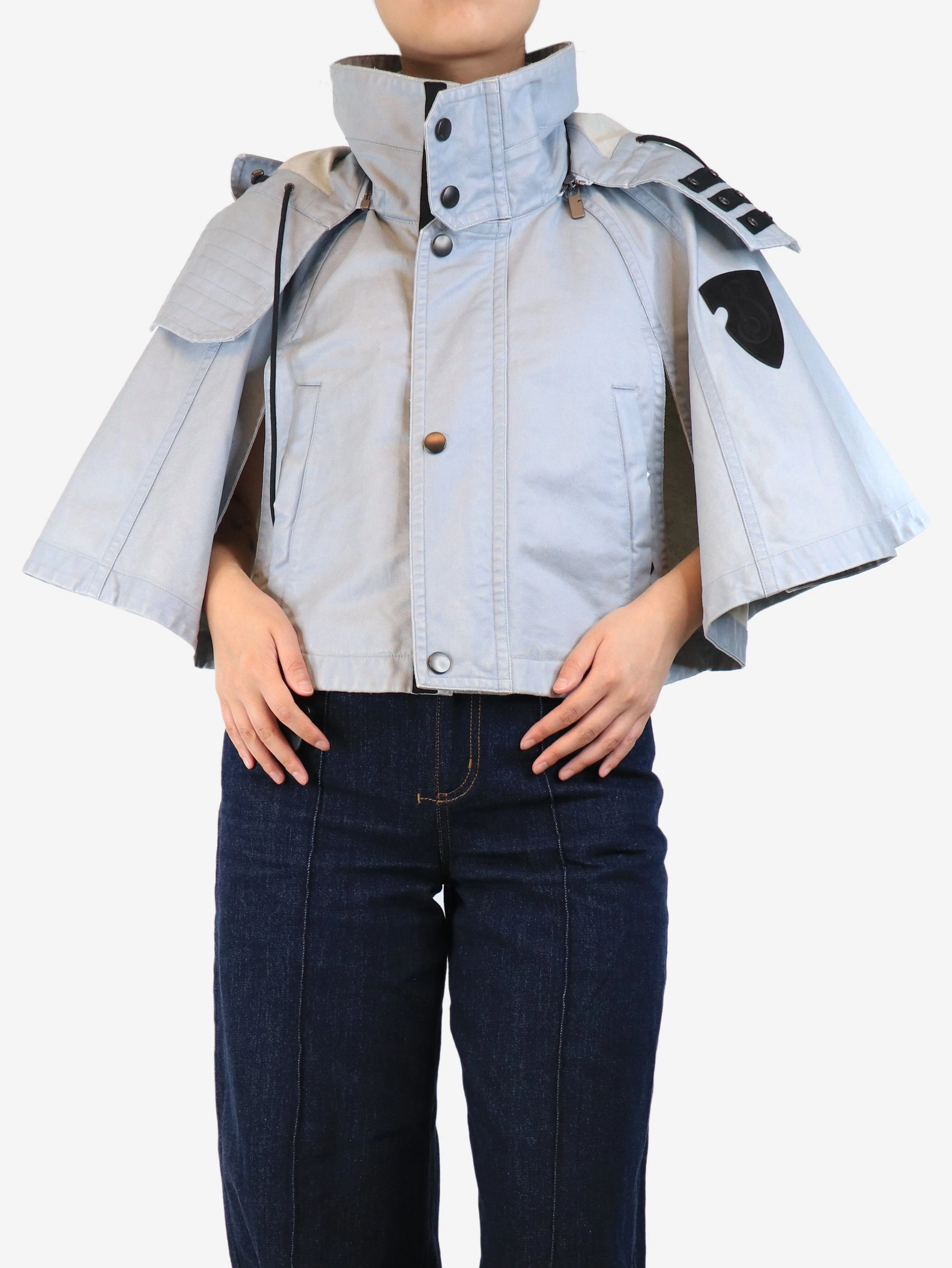 Blue cropped hooded capelet - size S