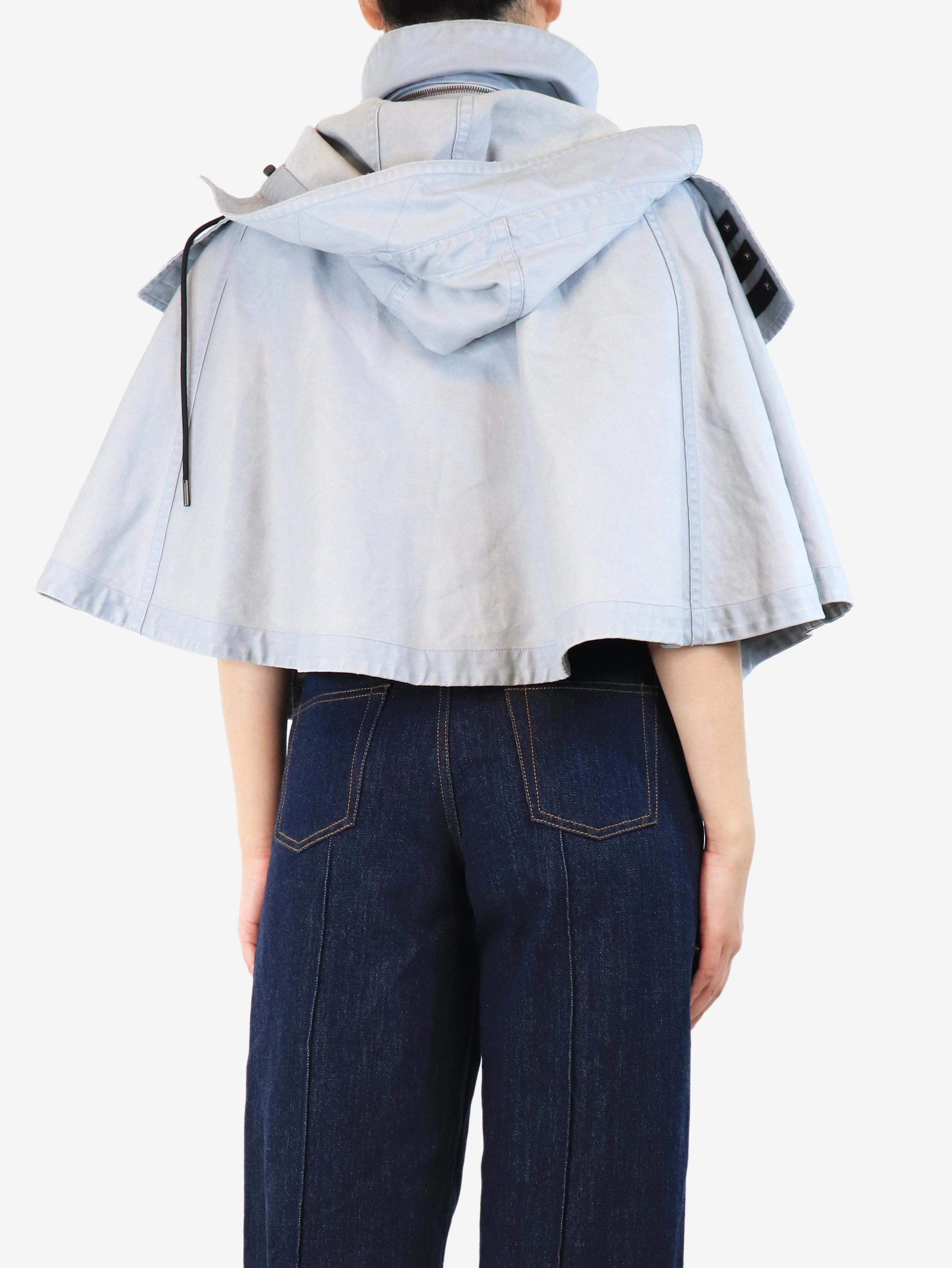 Blue cropped hooded capelet - size S - Image 2