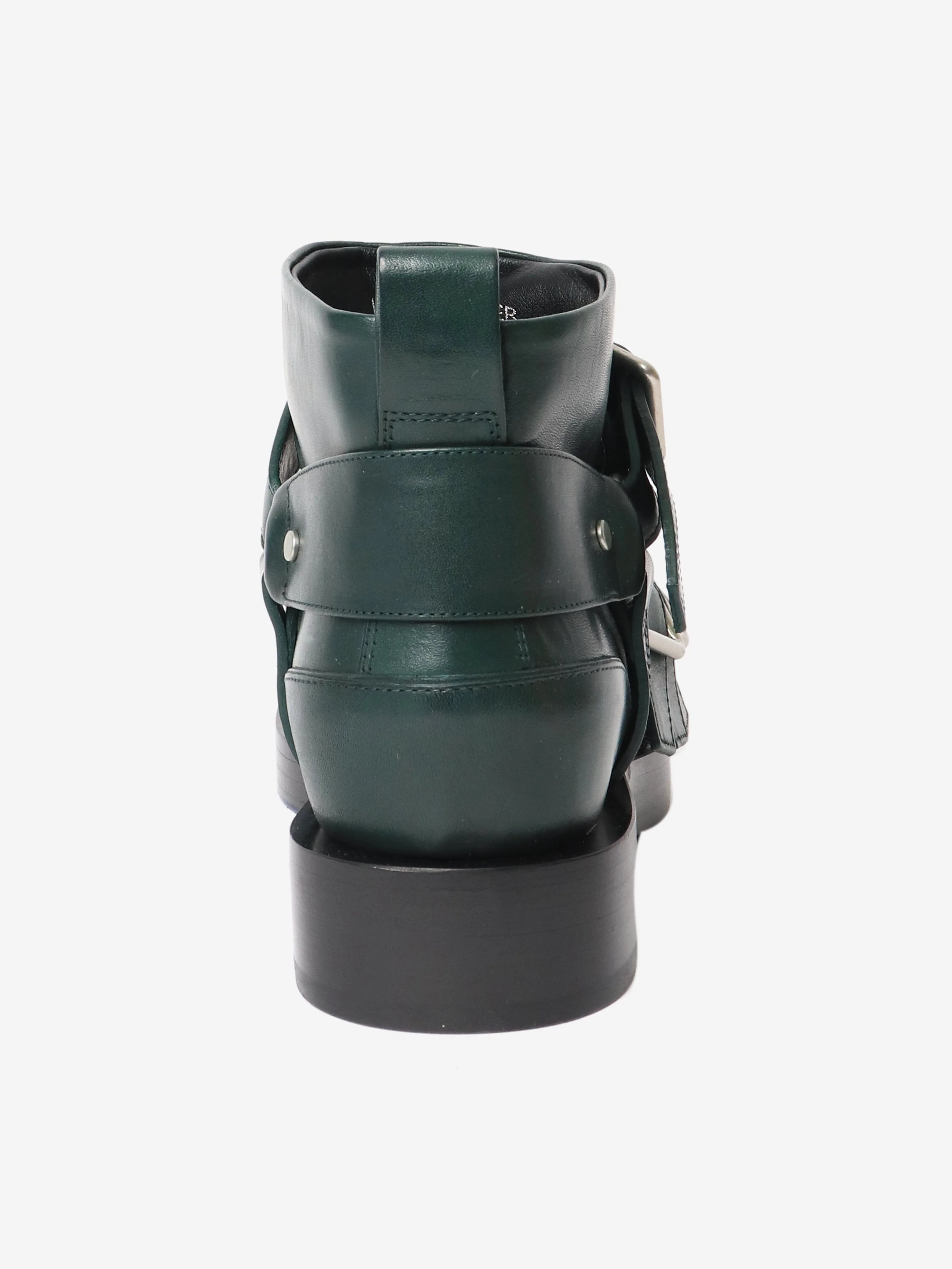Dark green buckle-strap leather ankle boots - size EU 36 (UK 3) - Image 3